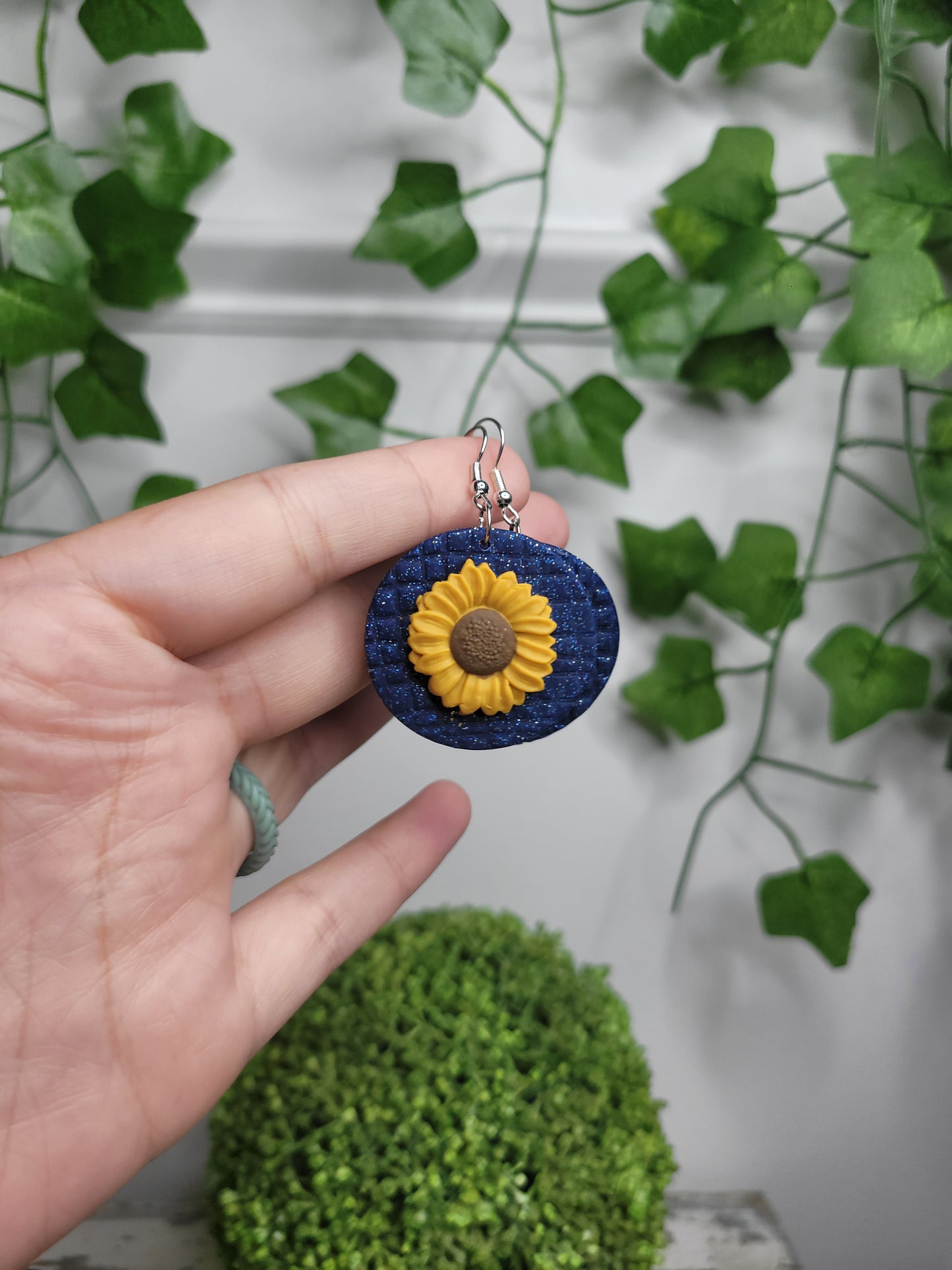 Midnight Sunflower Dangles