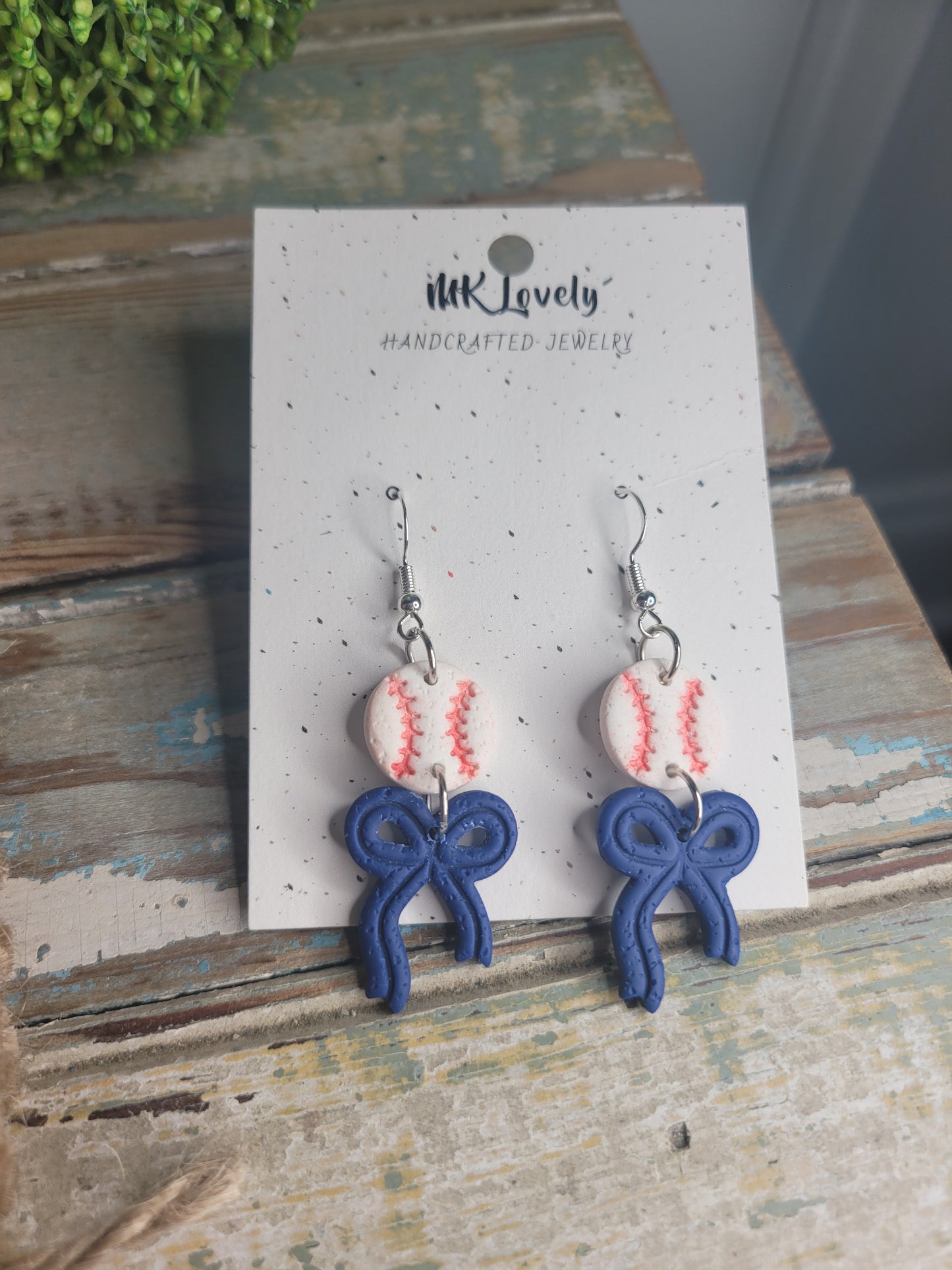 Baseballs & Bows Dangles