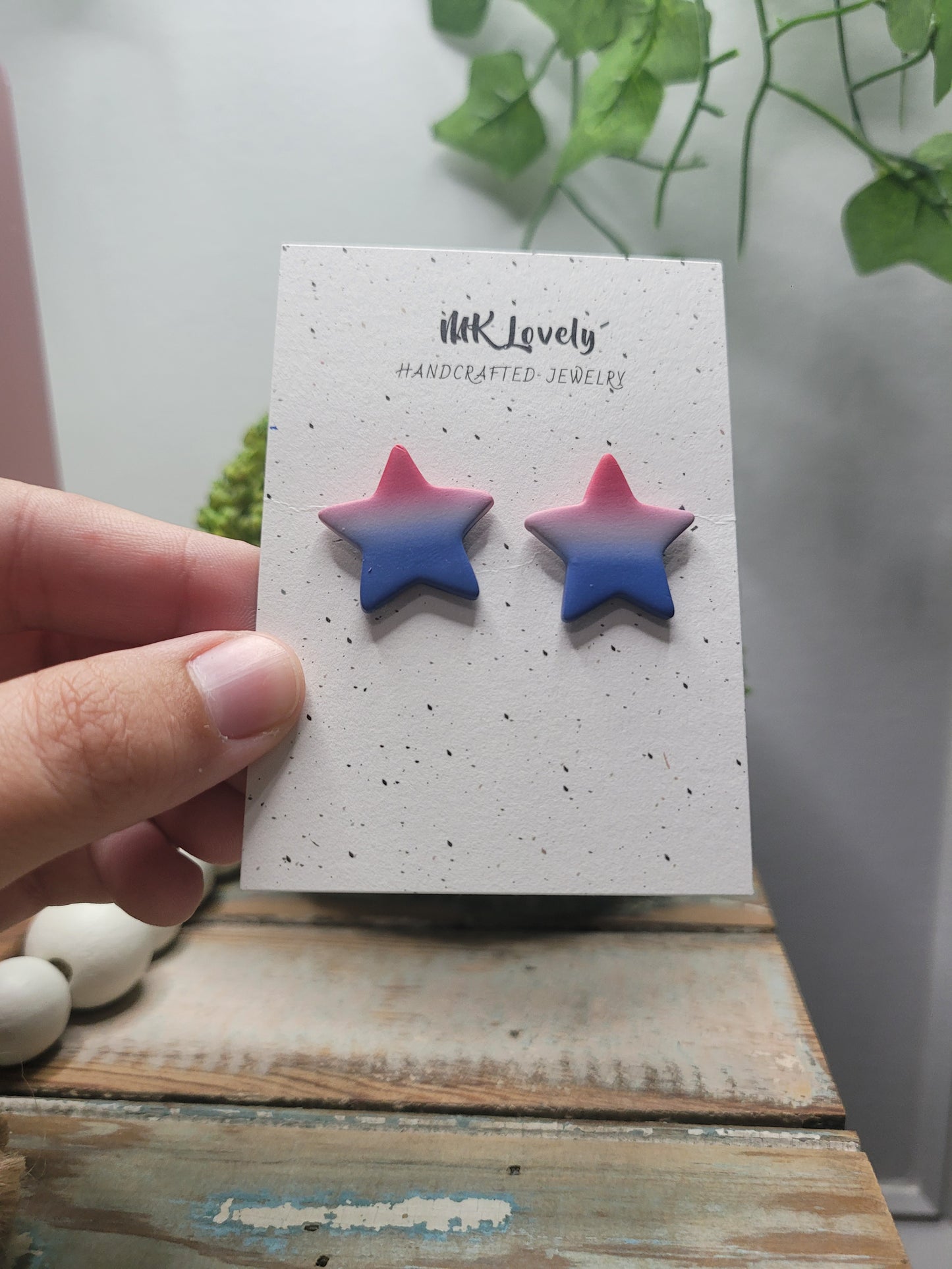 Red, White, & Blue Ombre Star Studs