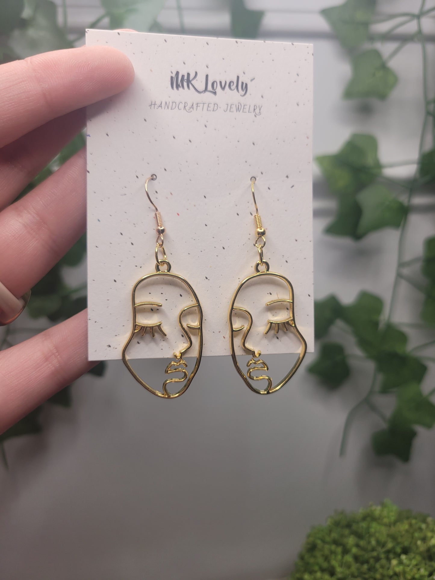 Gold Abstract Face Dangles