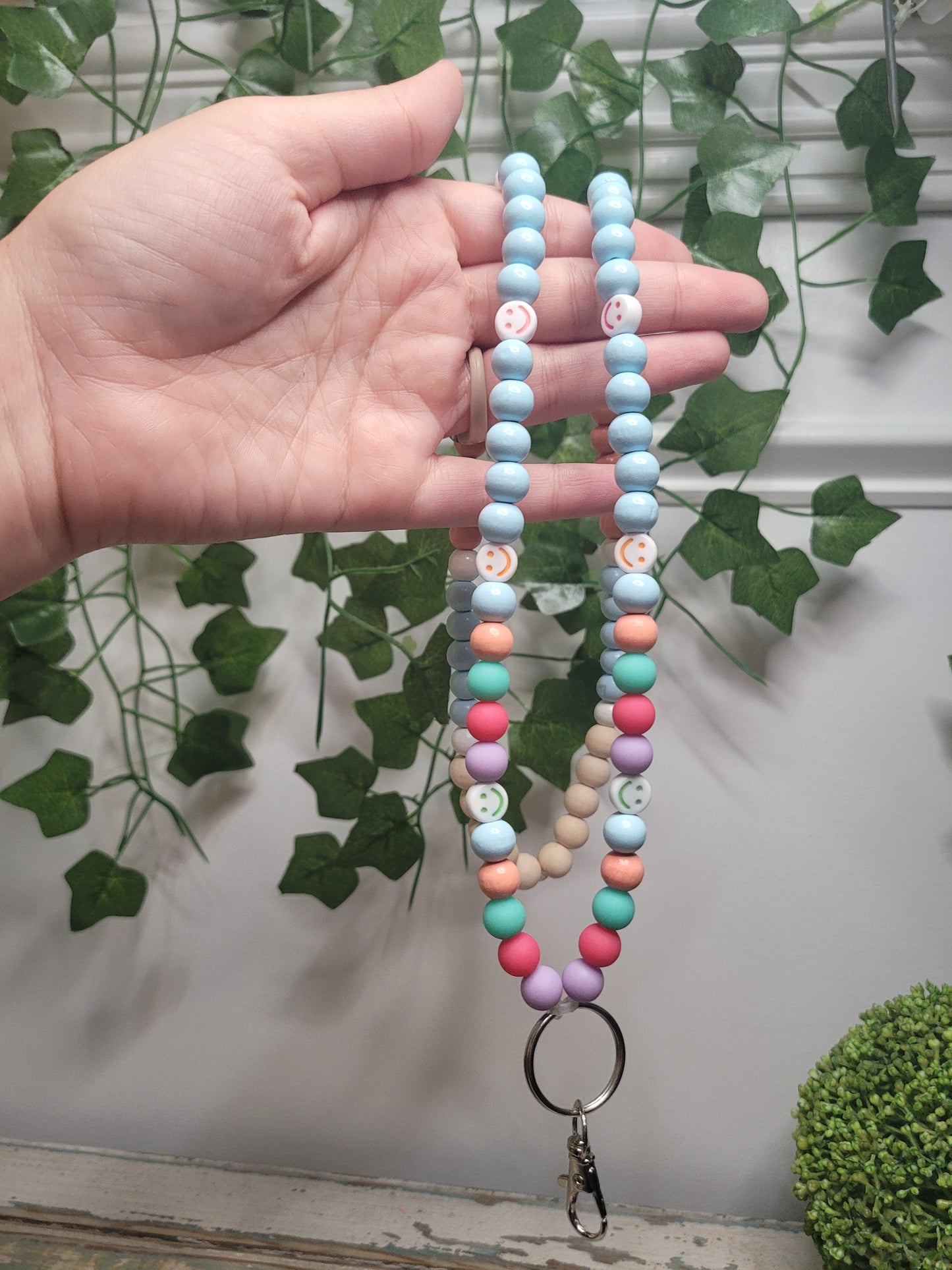 Colorful Smiley Face Lanyard