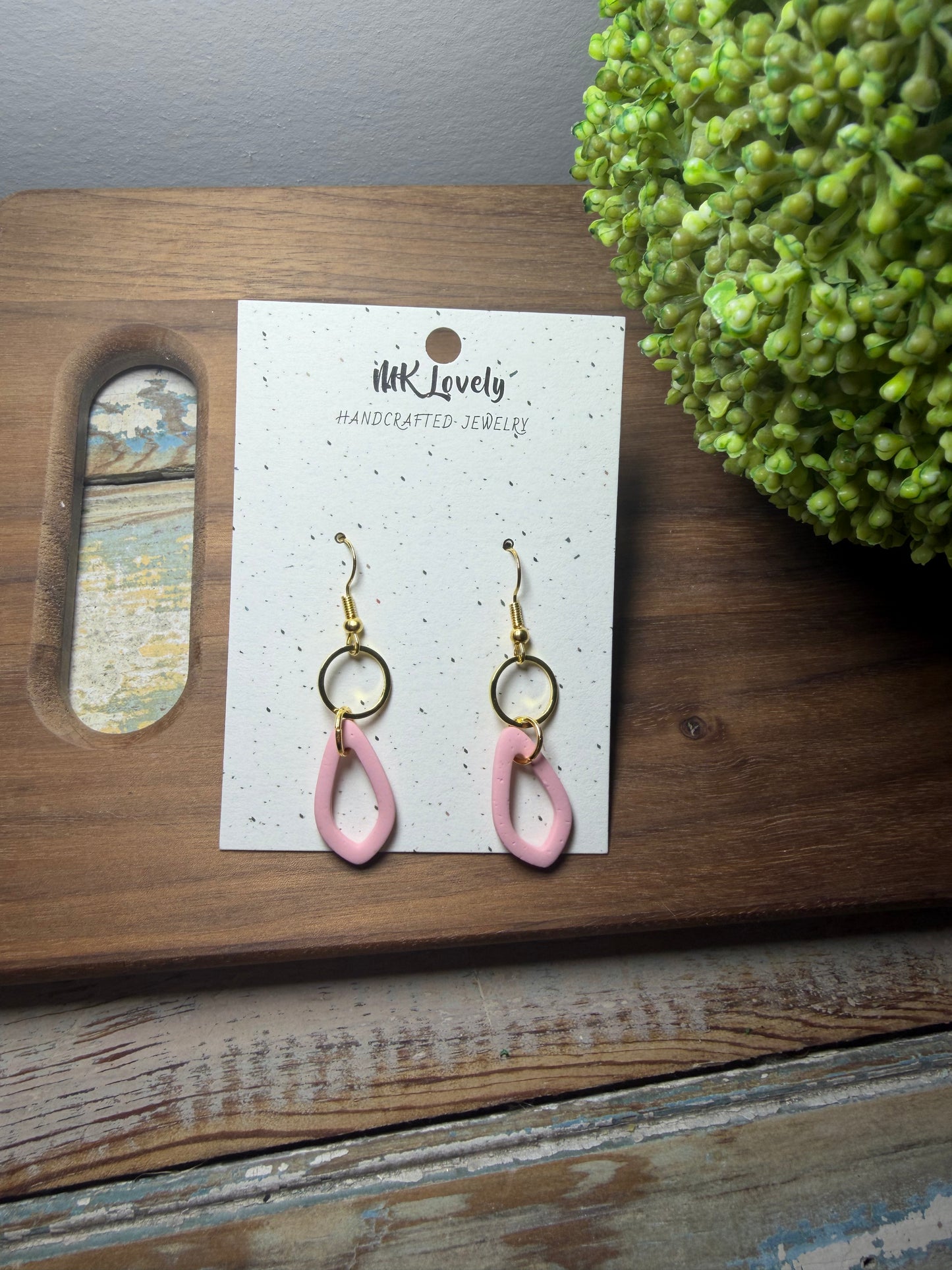 Pink Open Teardrop Dangles