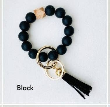 Black Silicone Wristlet Key Ring