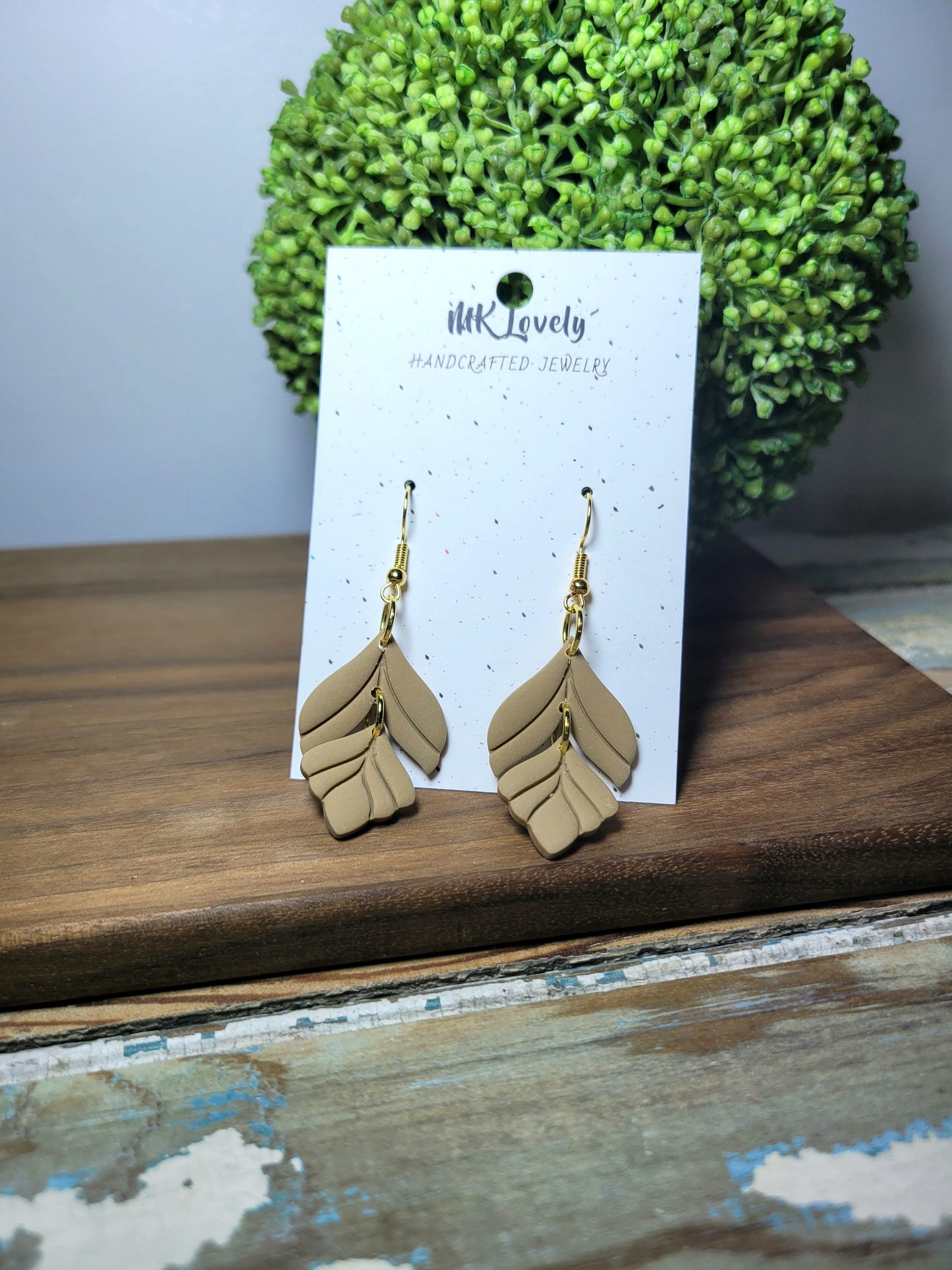 Tiered Beige Feather Dangles