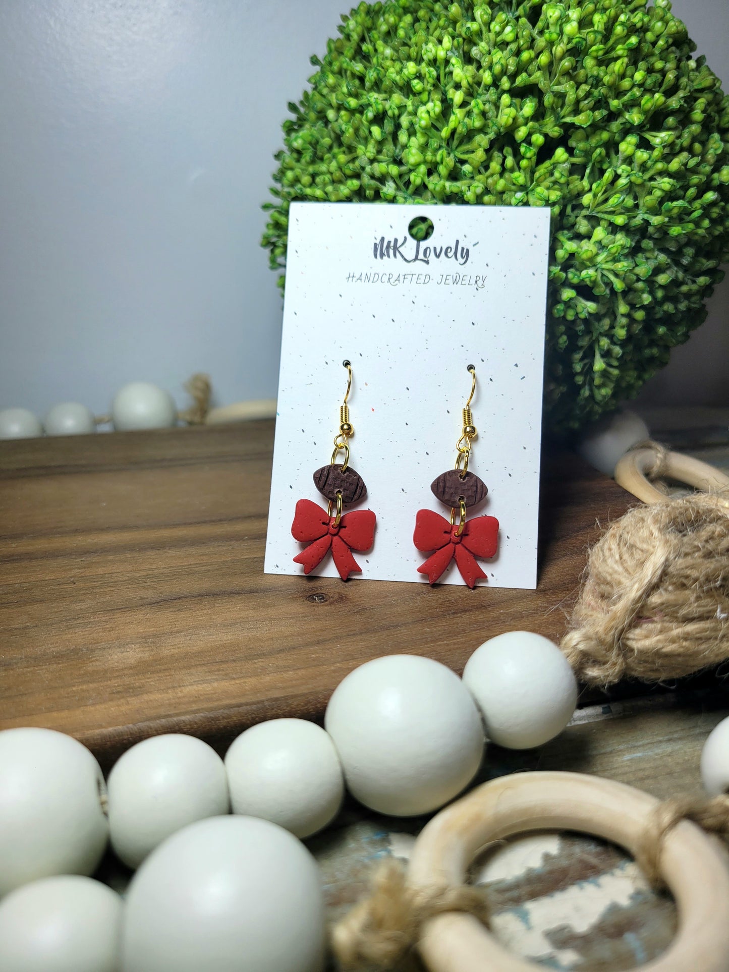 Colored Football Bow Dangles