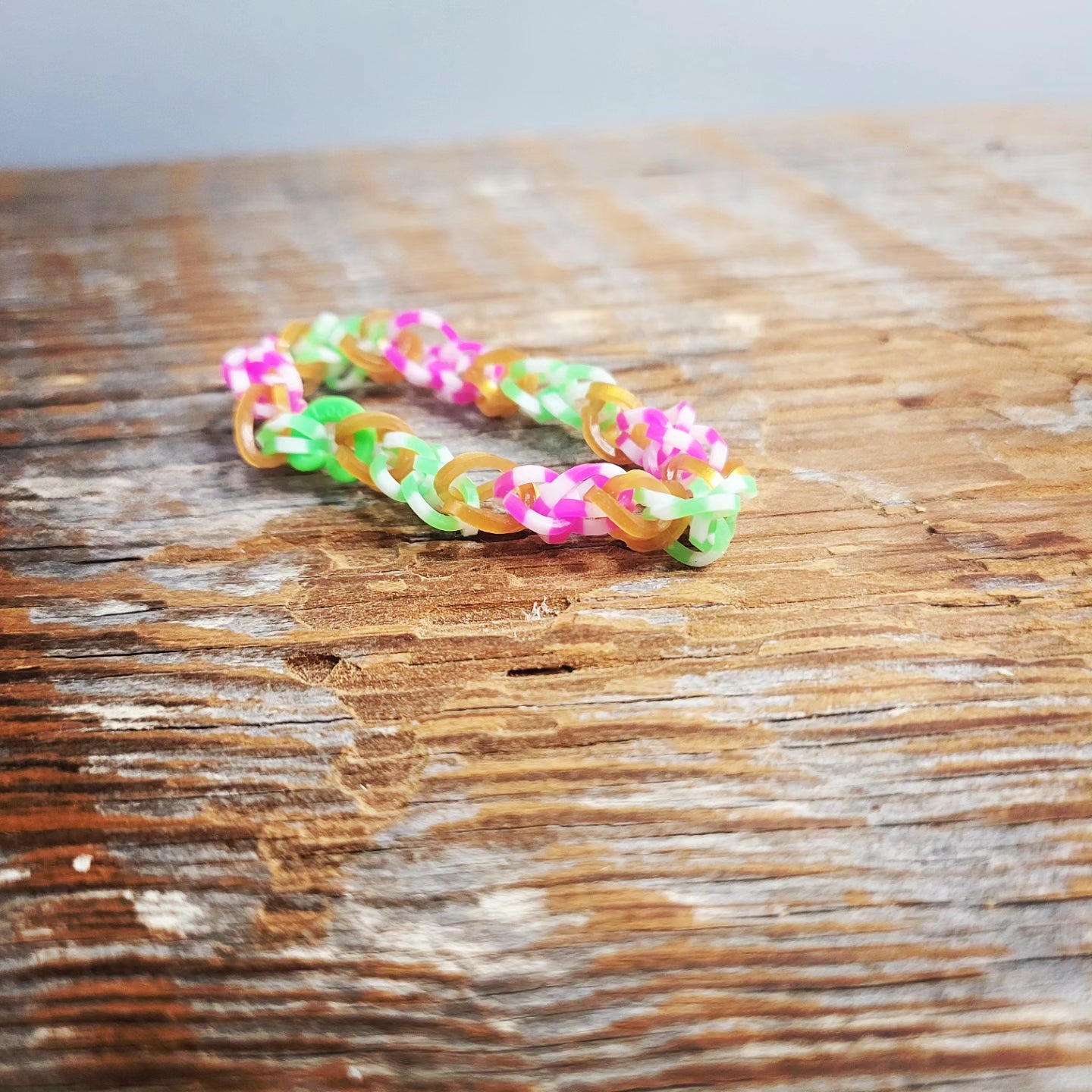 Pink & Green Striped + Gold