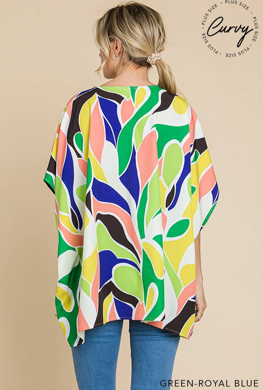 Green/Royal Blue Poncho Top