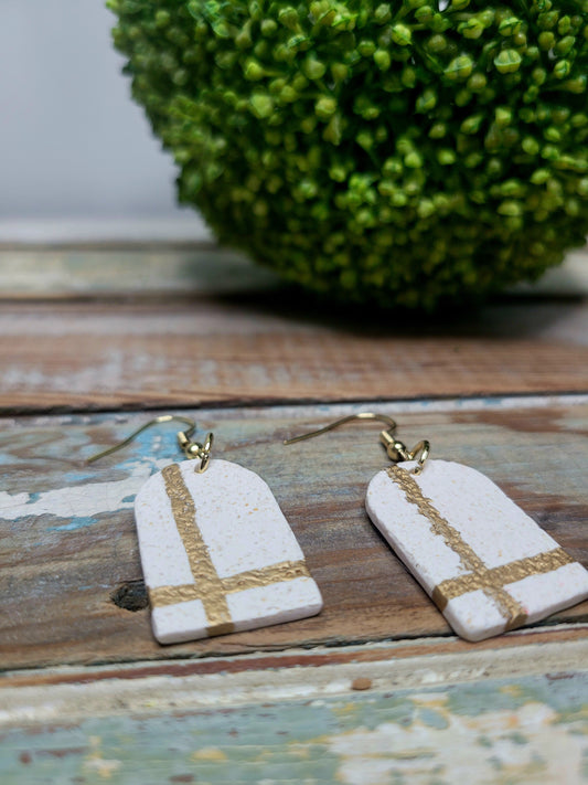 Textured White & Gold Dangles