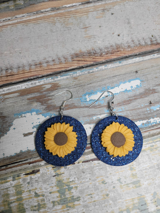 Midnight Sunflower Dangles