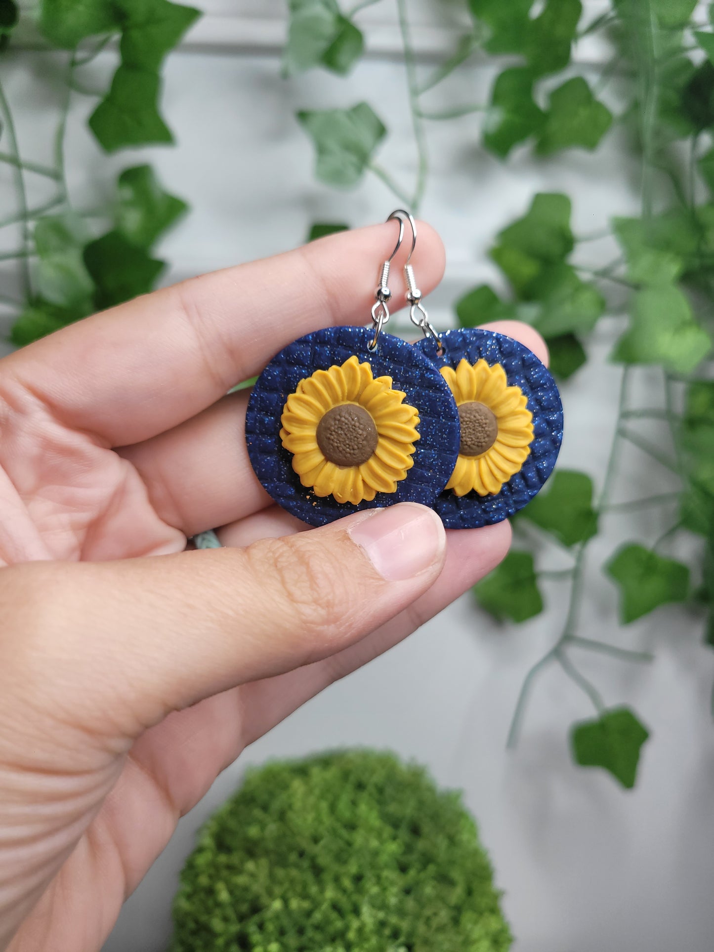 Midnight Sunflower Dangles