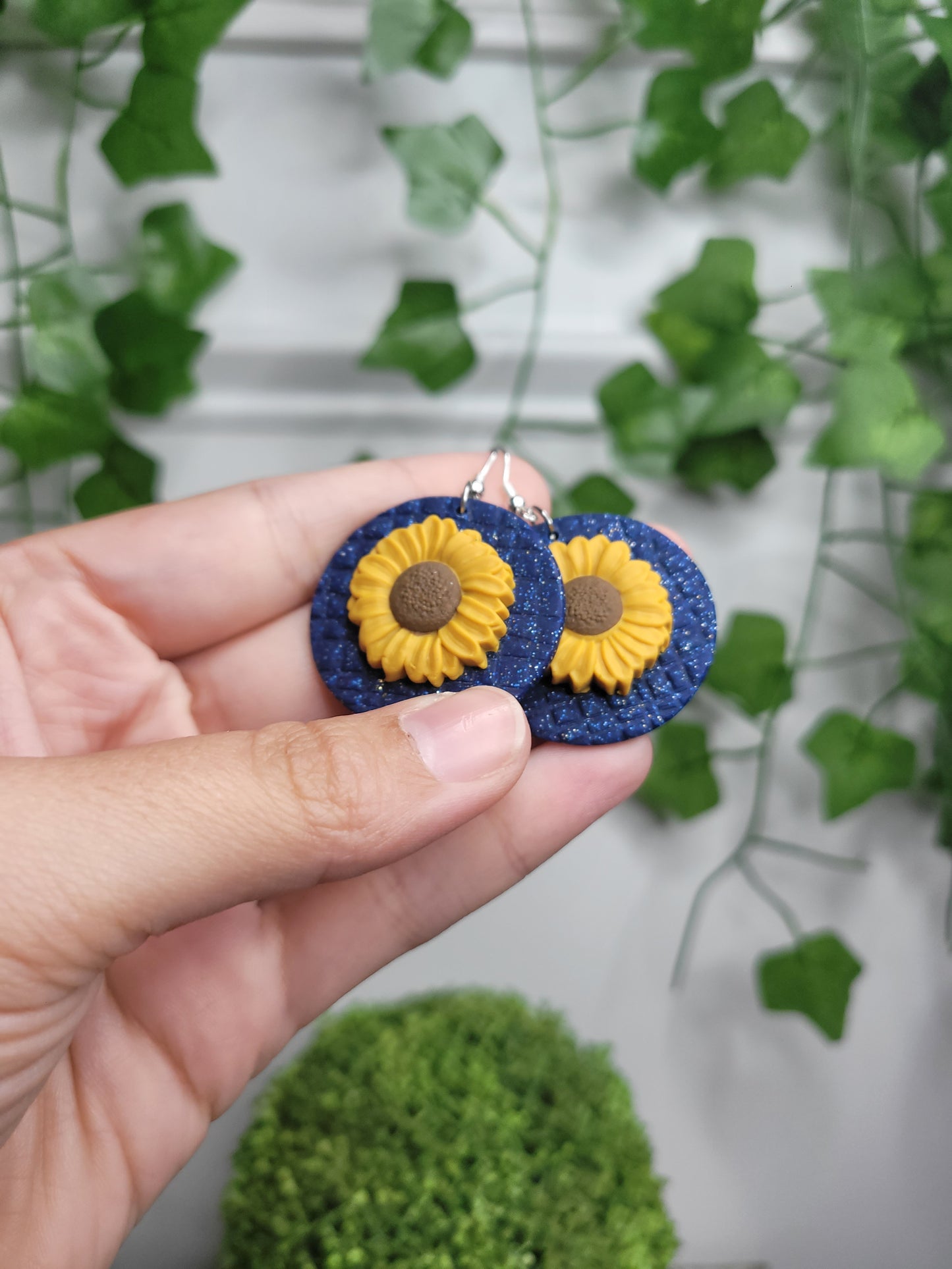 Midnight Sunflower Dangles