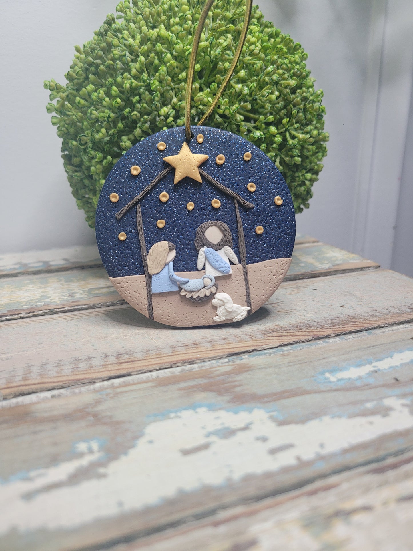Manger Scene Handmade Polymer Clay Ornament (Made to Order)