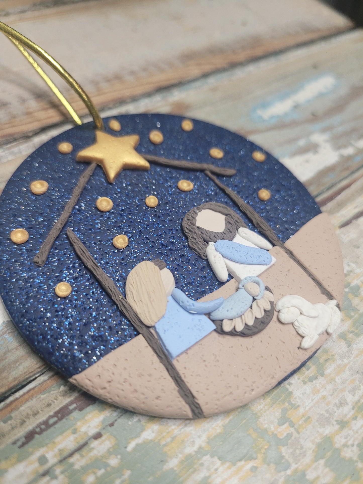Manger Scene Handmade Polymer Clay Ornament (Made to Order)