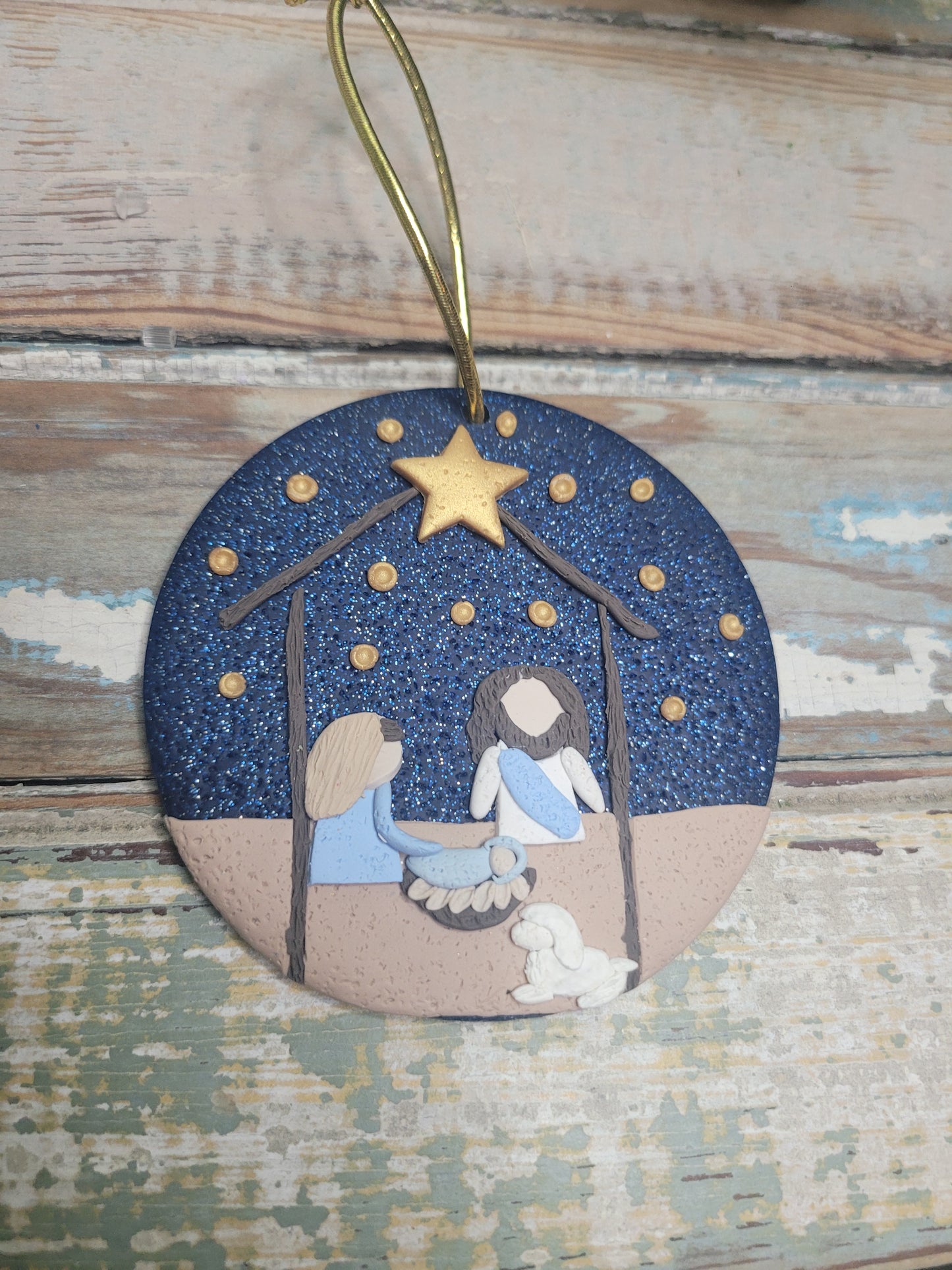 Manger Scene Handmade Polymer Clay Ornament (Made to Order)