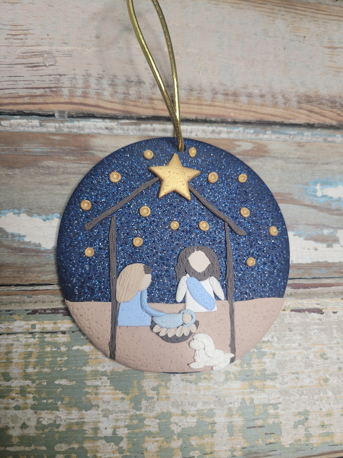 Manger Scene Handmade Polymer Clay Ornament (Made to Order)