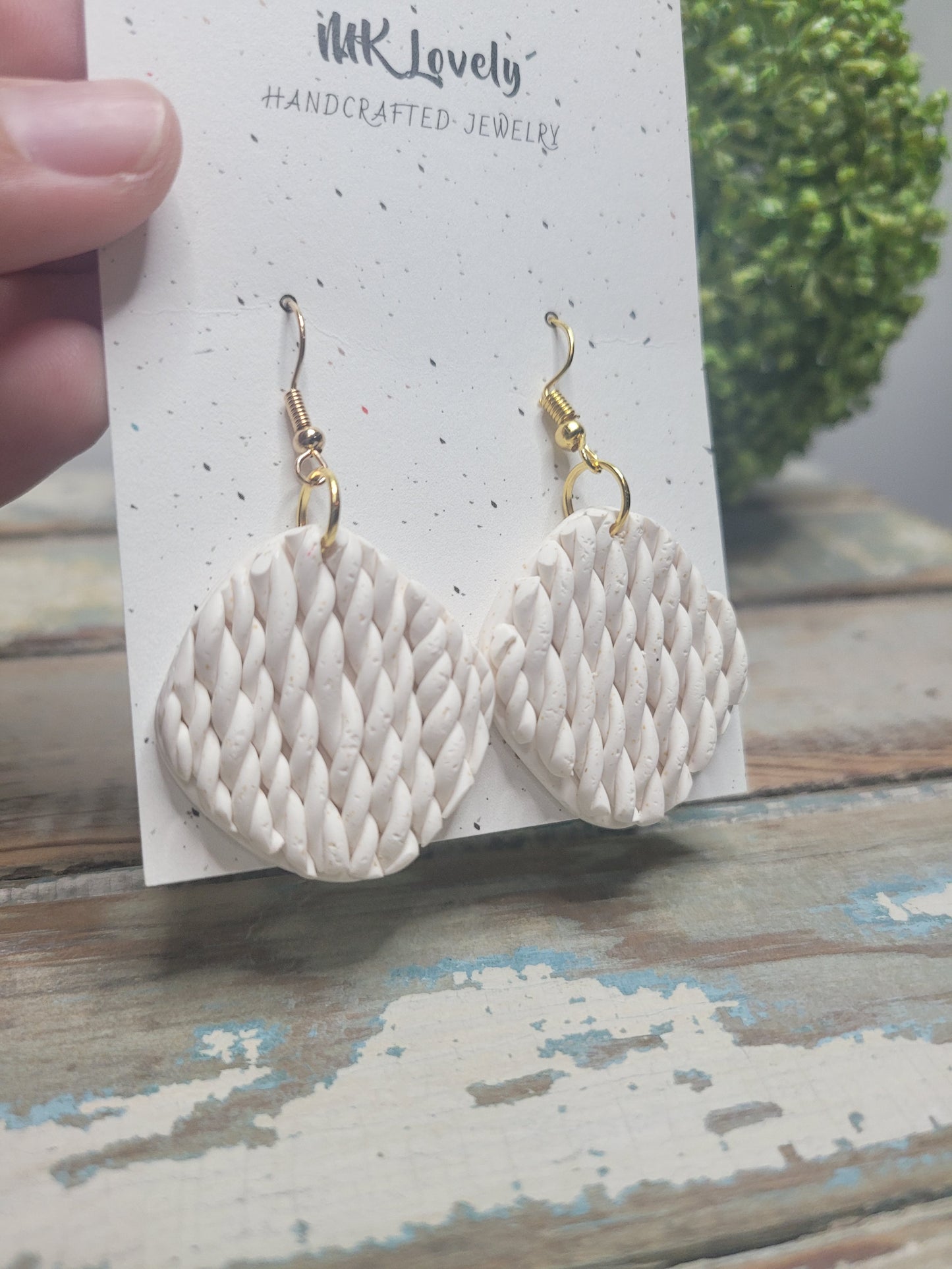 White Roped Earrings