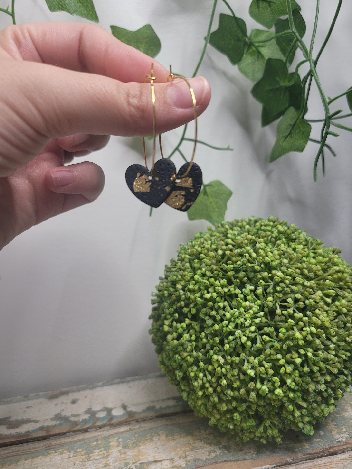 Gold Foiled Heart Hoops