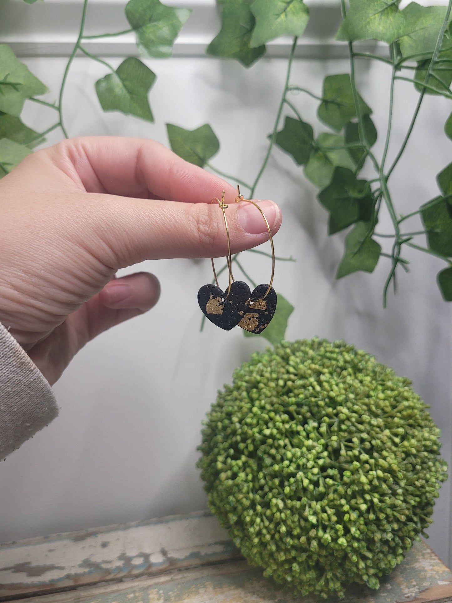 Gold Foiled Heart Hoops