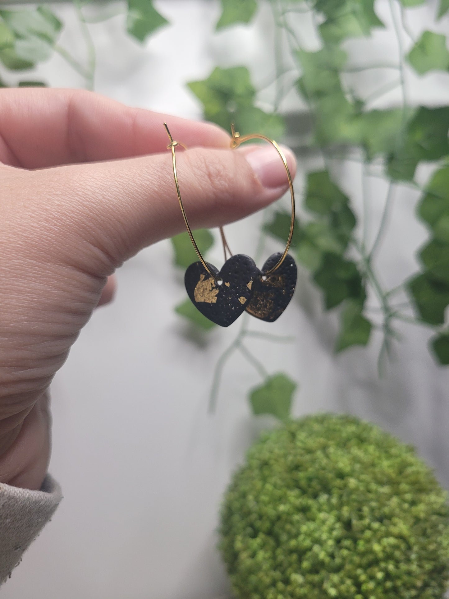 Gold Foiled Heart Hoops