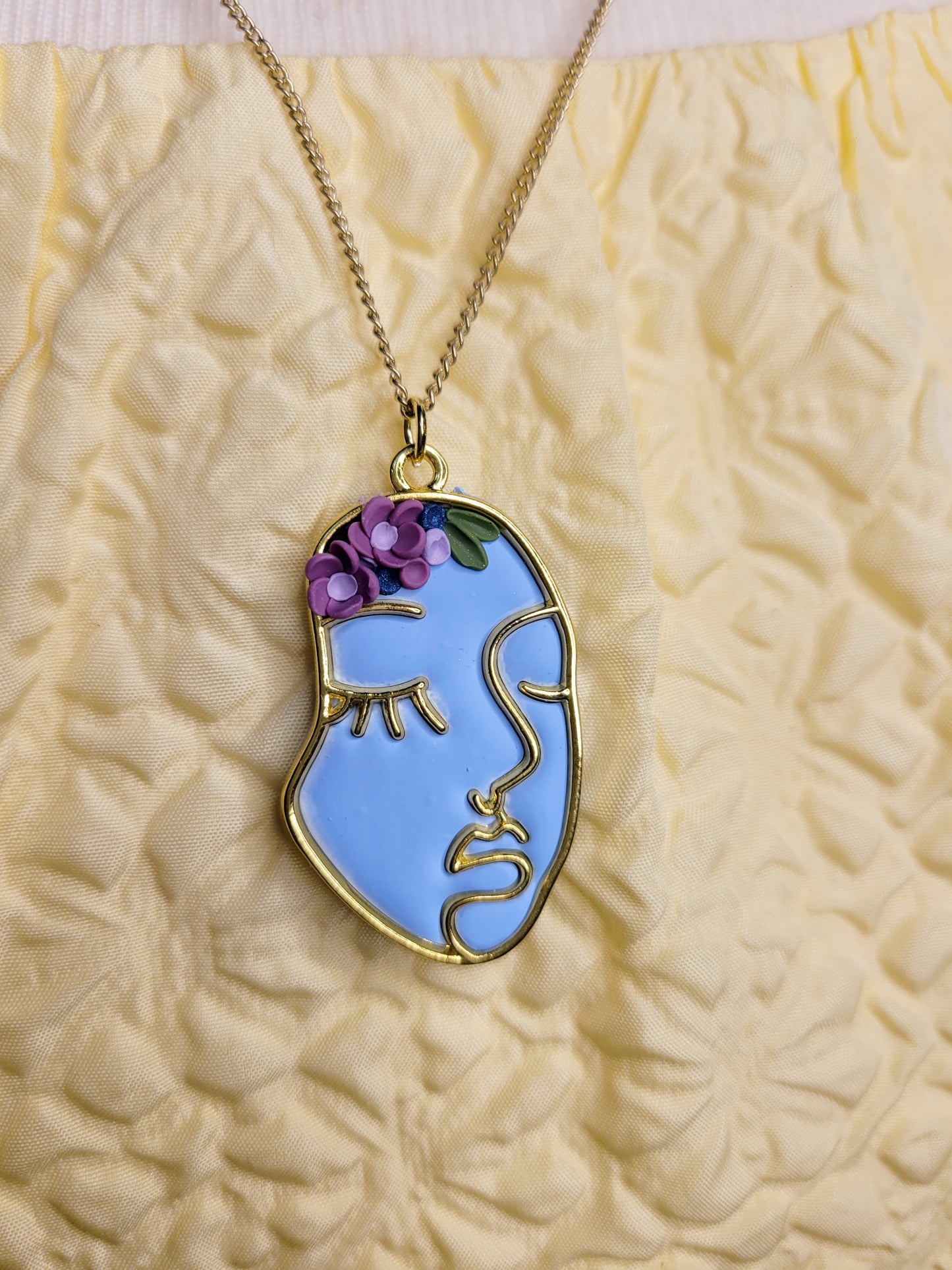 Abstract Face Pendant Necklace