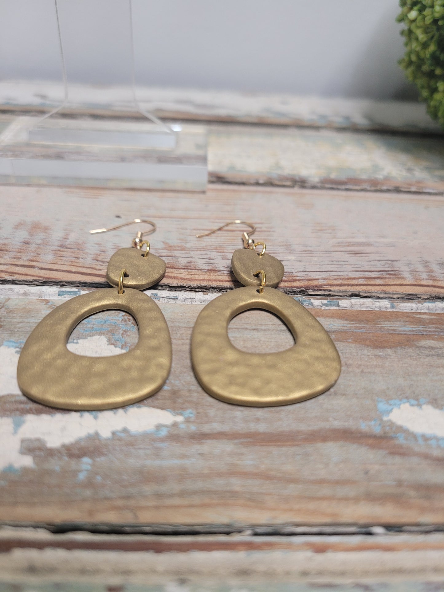 Gold Hammered Clay Dangles
