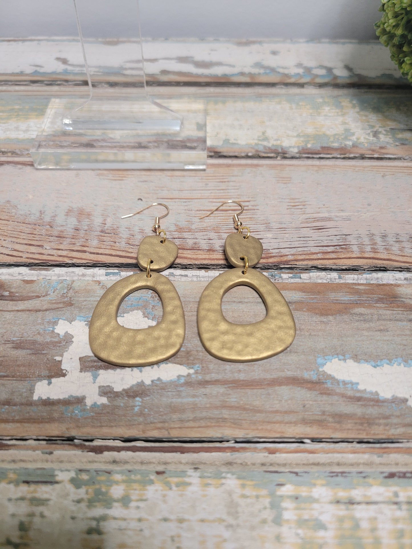 Gold Hammered Clay Dangles