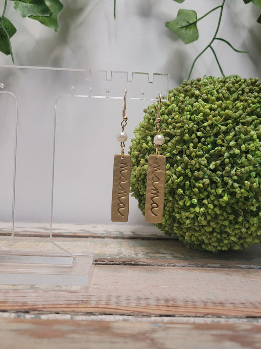 Pearl 'Mama' Hammered Clay Earrings