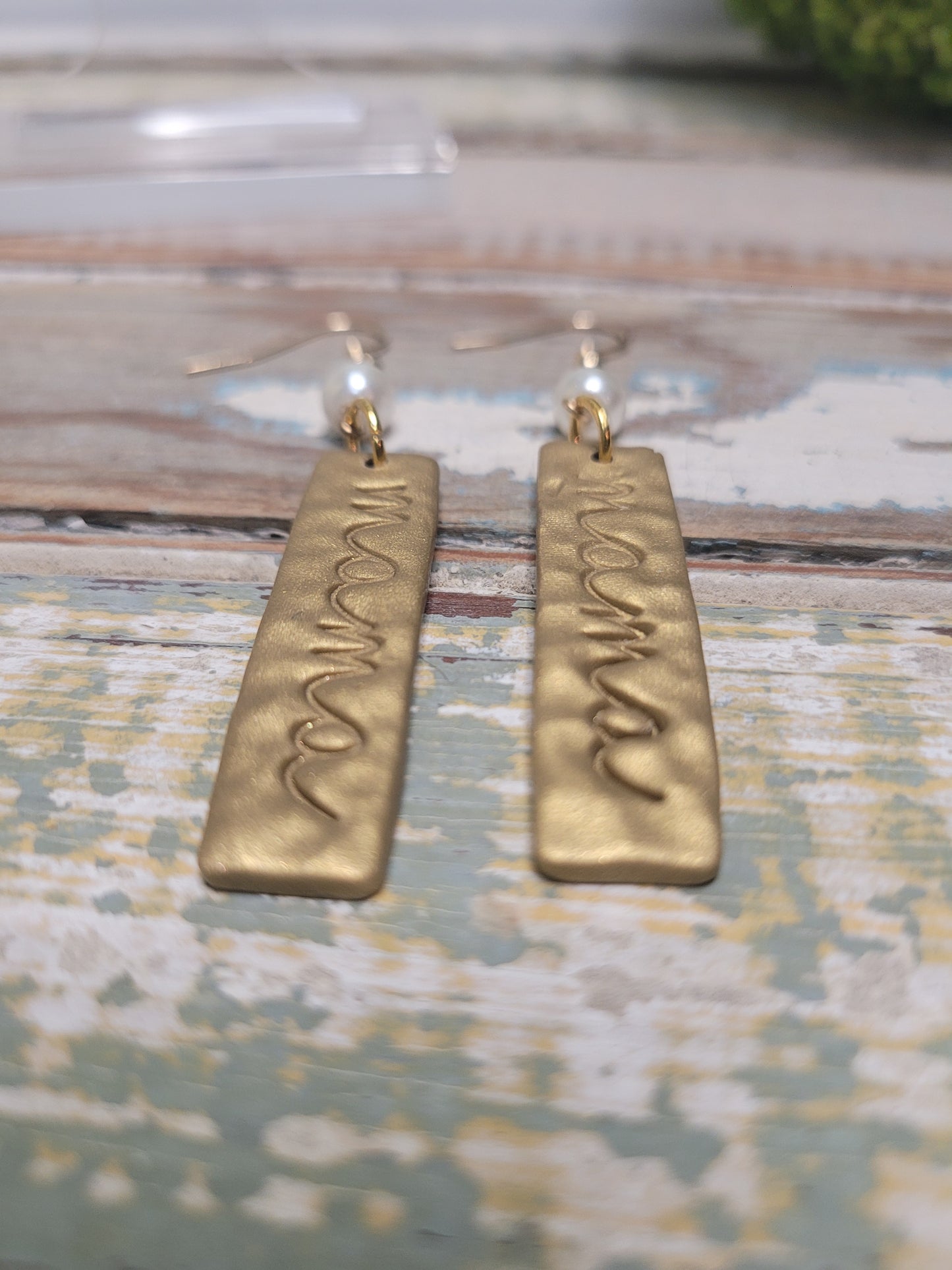 Pearl 'Mama' Hammered Clay Earrings
