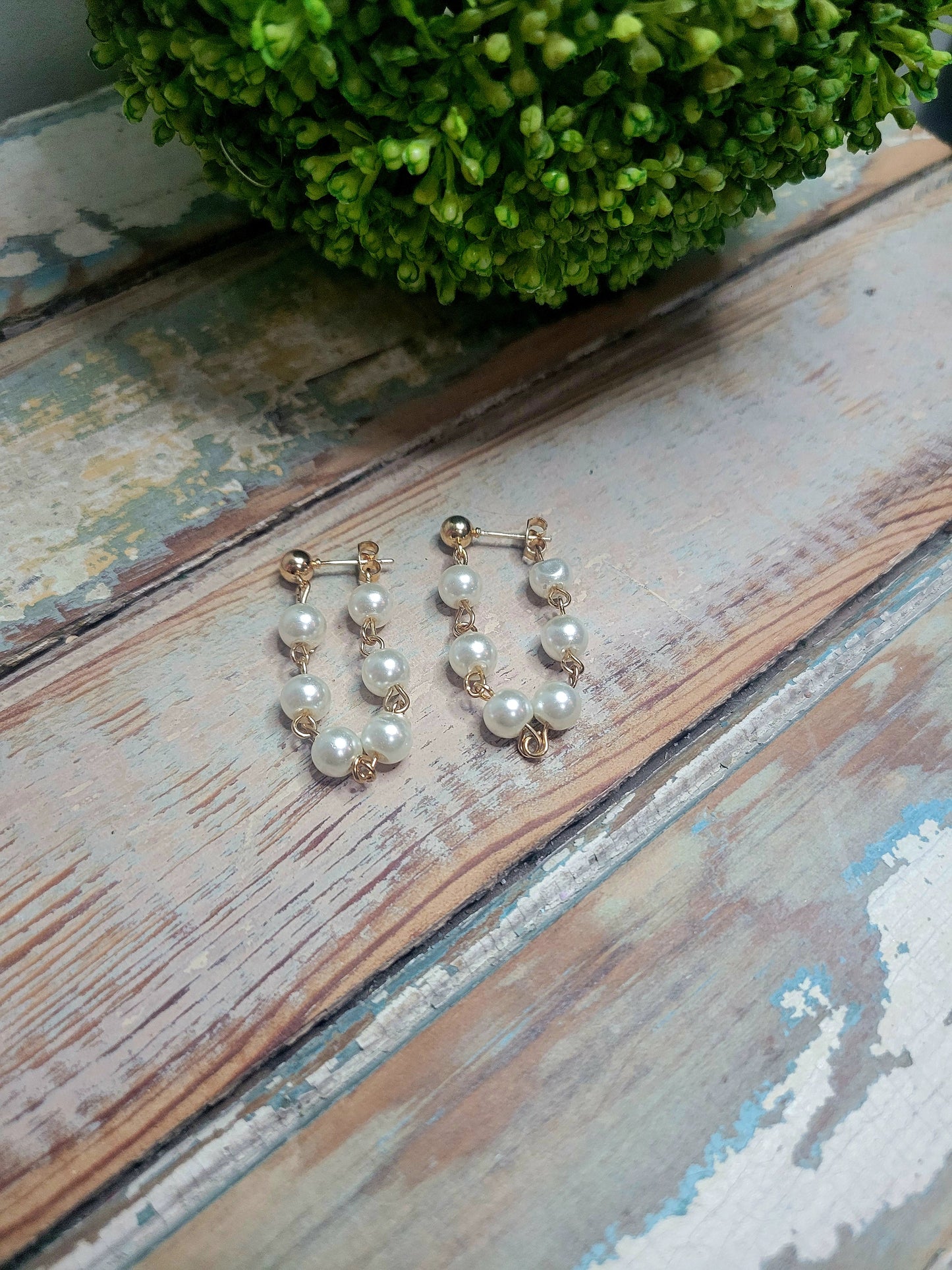 Dainty Pearl Looped Earrings