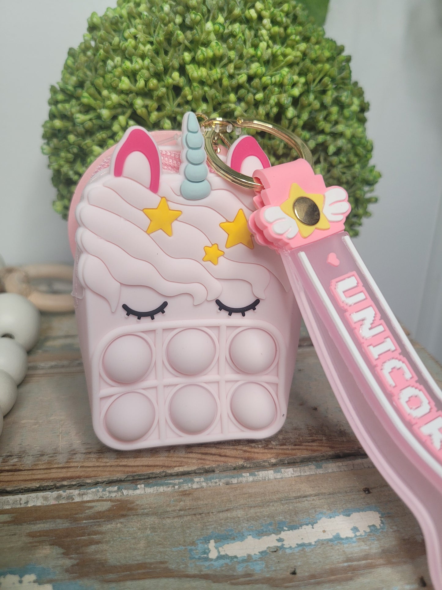 Unicorn Pop It Coin Purse Keychain
