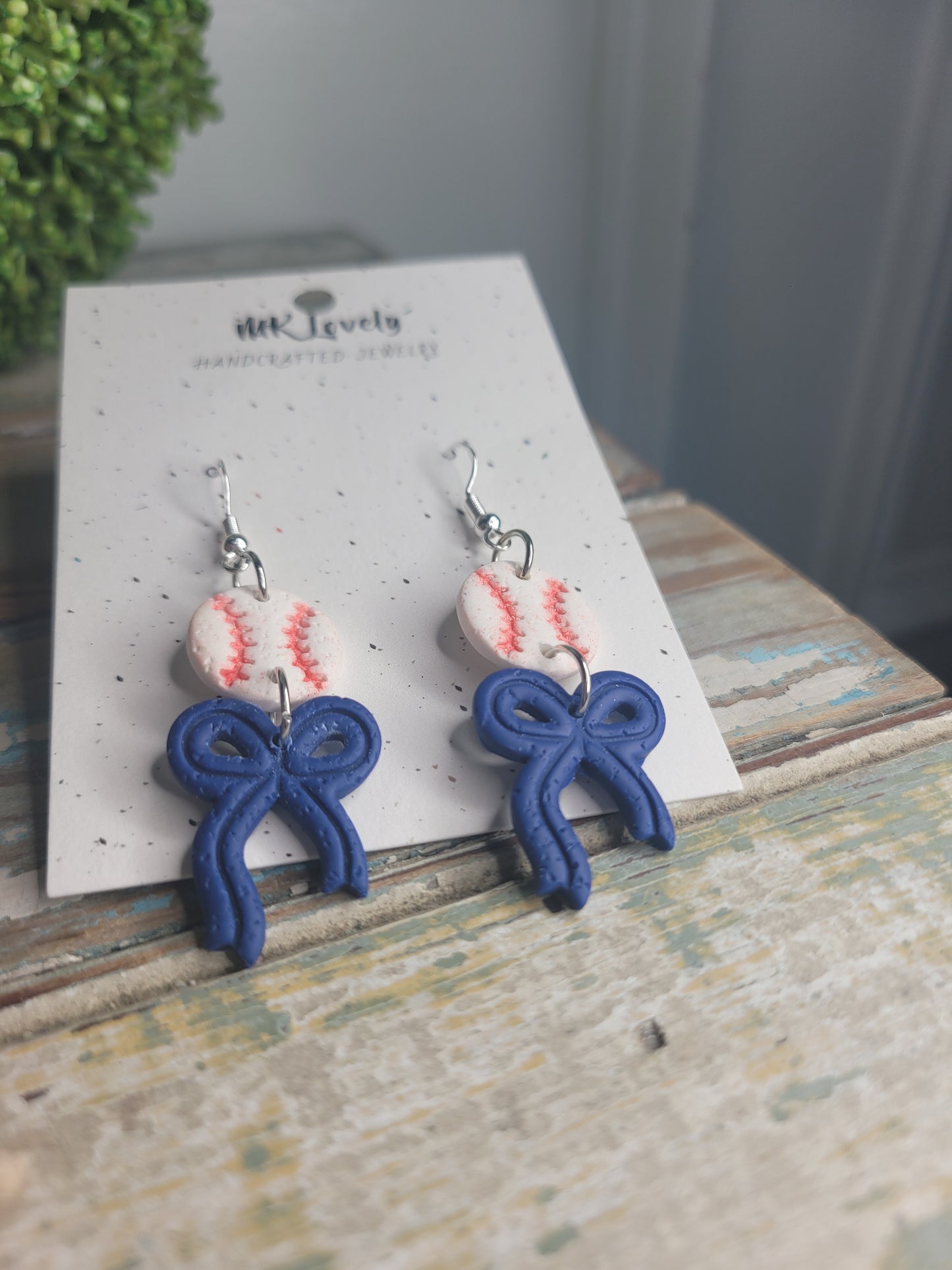 Baseballs & Bows Dangles