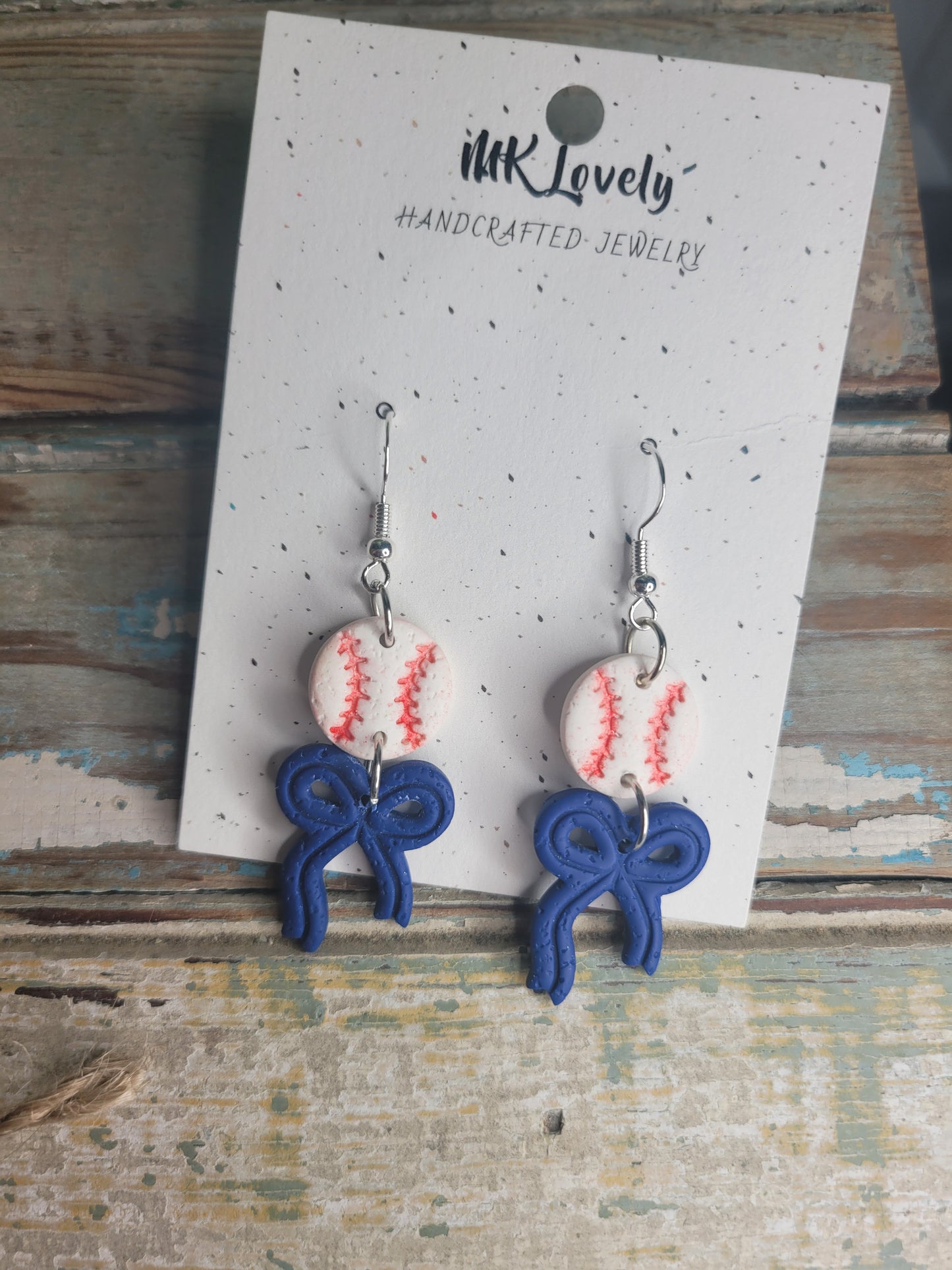 Baseballs & Bows Dangles