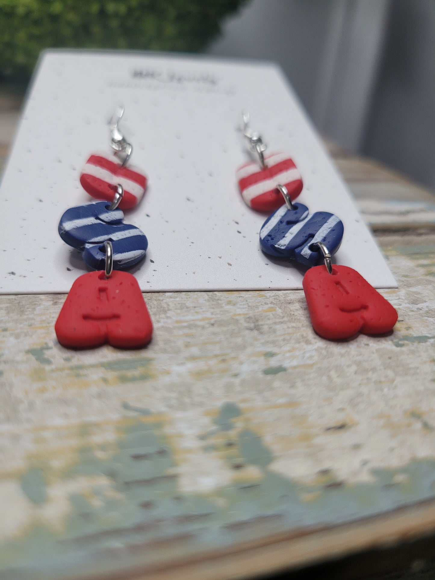Striped 'USA' Dangles