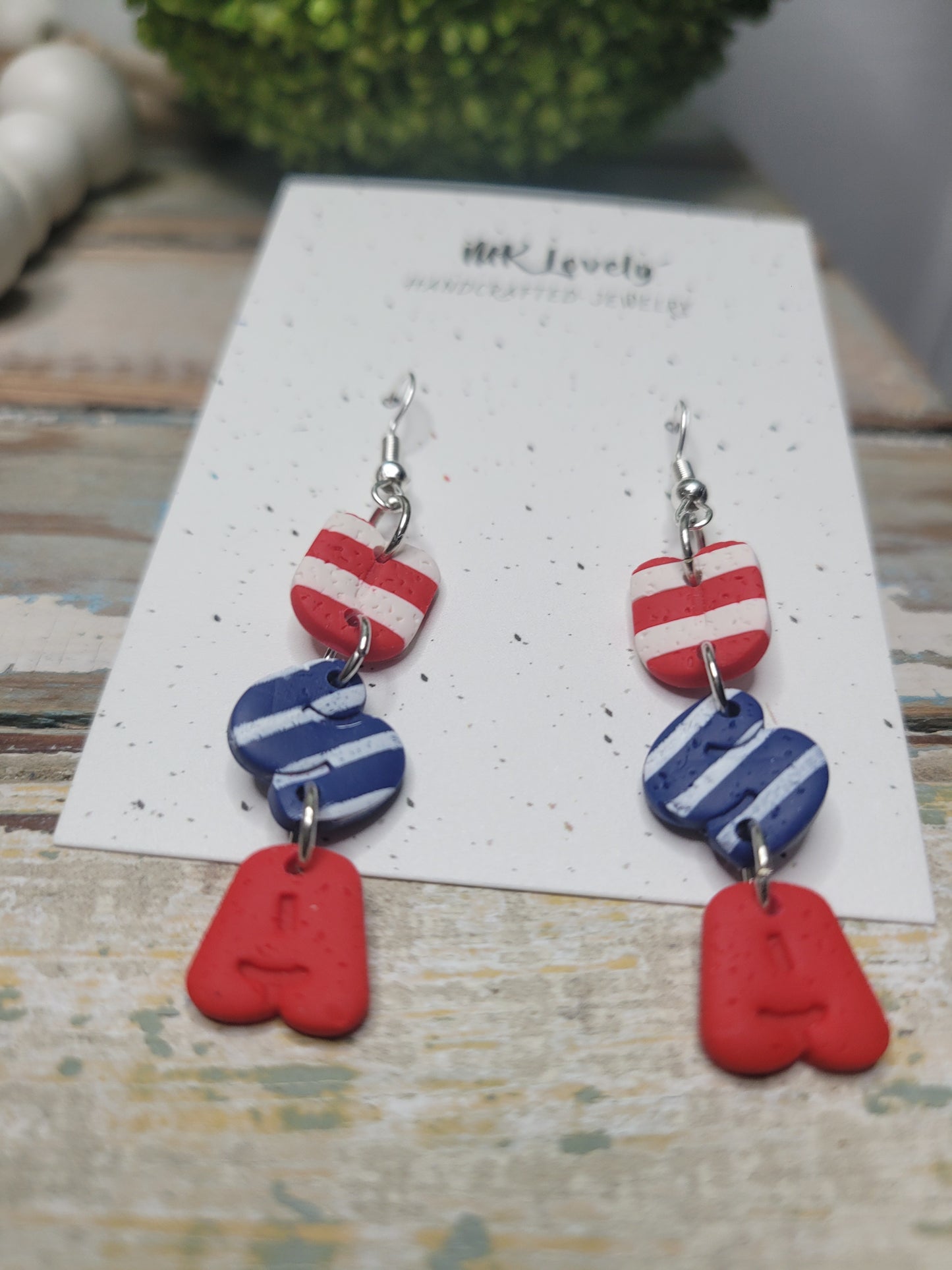 Striped 'USA' Dangles