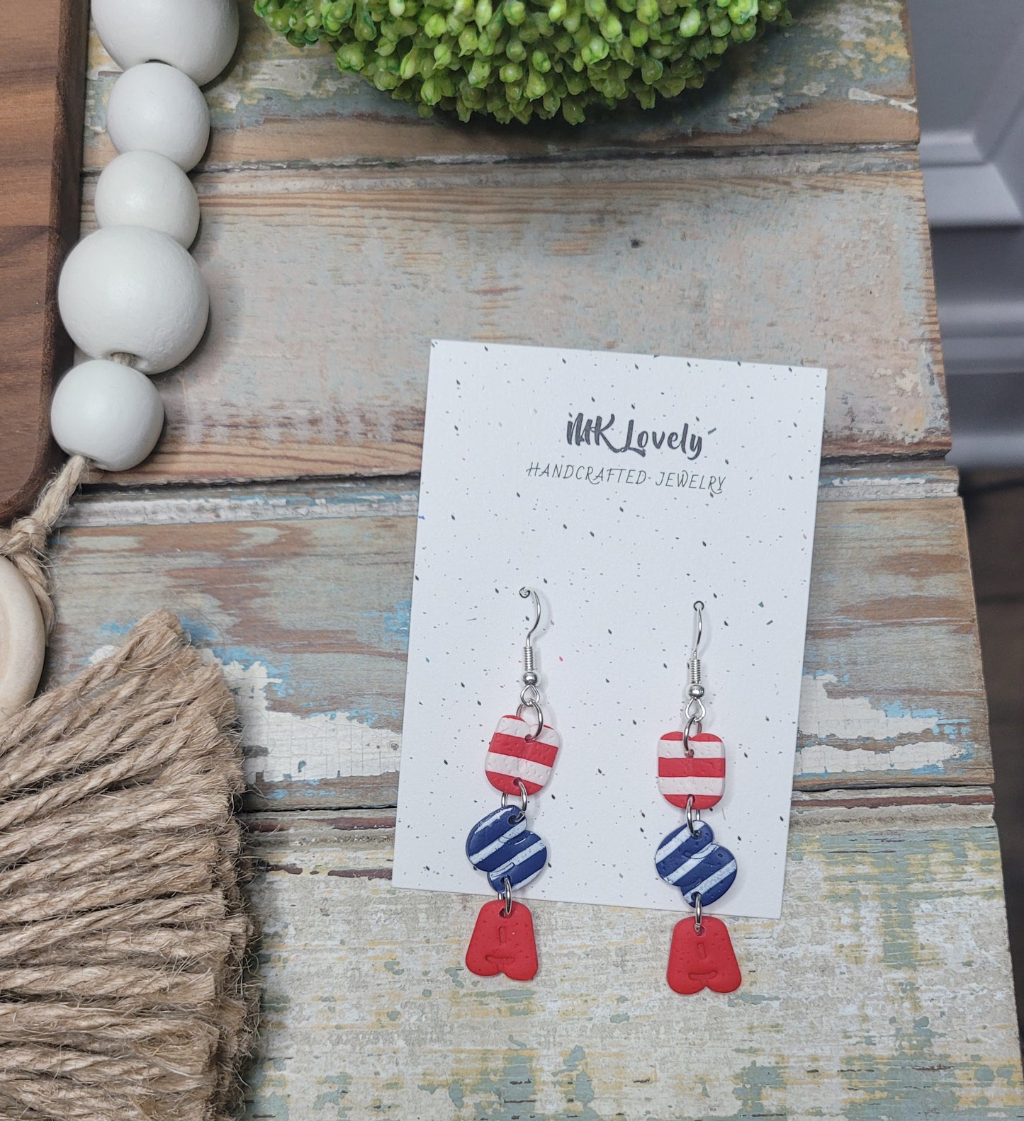 Striped 'USA' Dangles