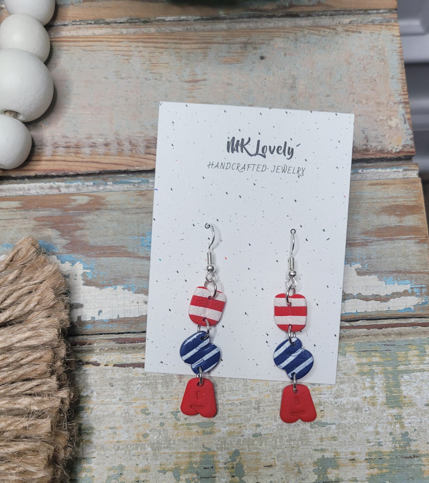 Striped 'USA' Dangles