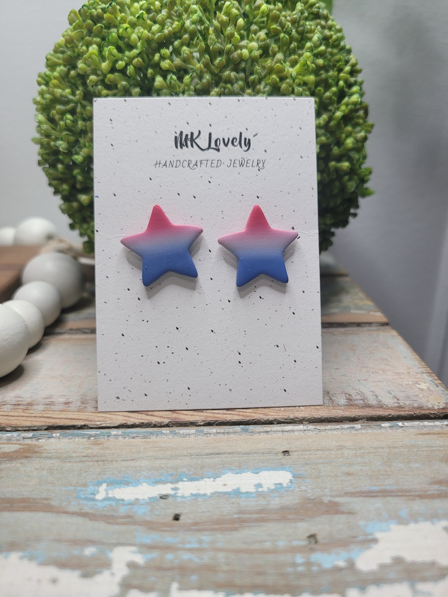 Red, White, & Blue Ombre Star Studs