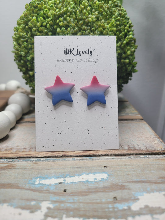 Red, White, & Blue Ombre Star Studs