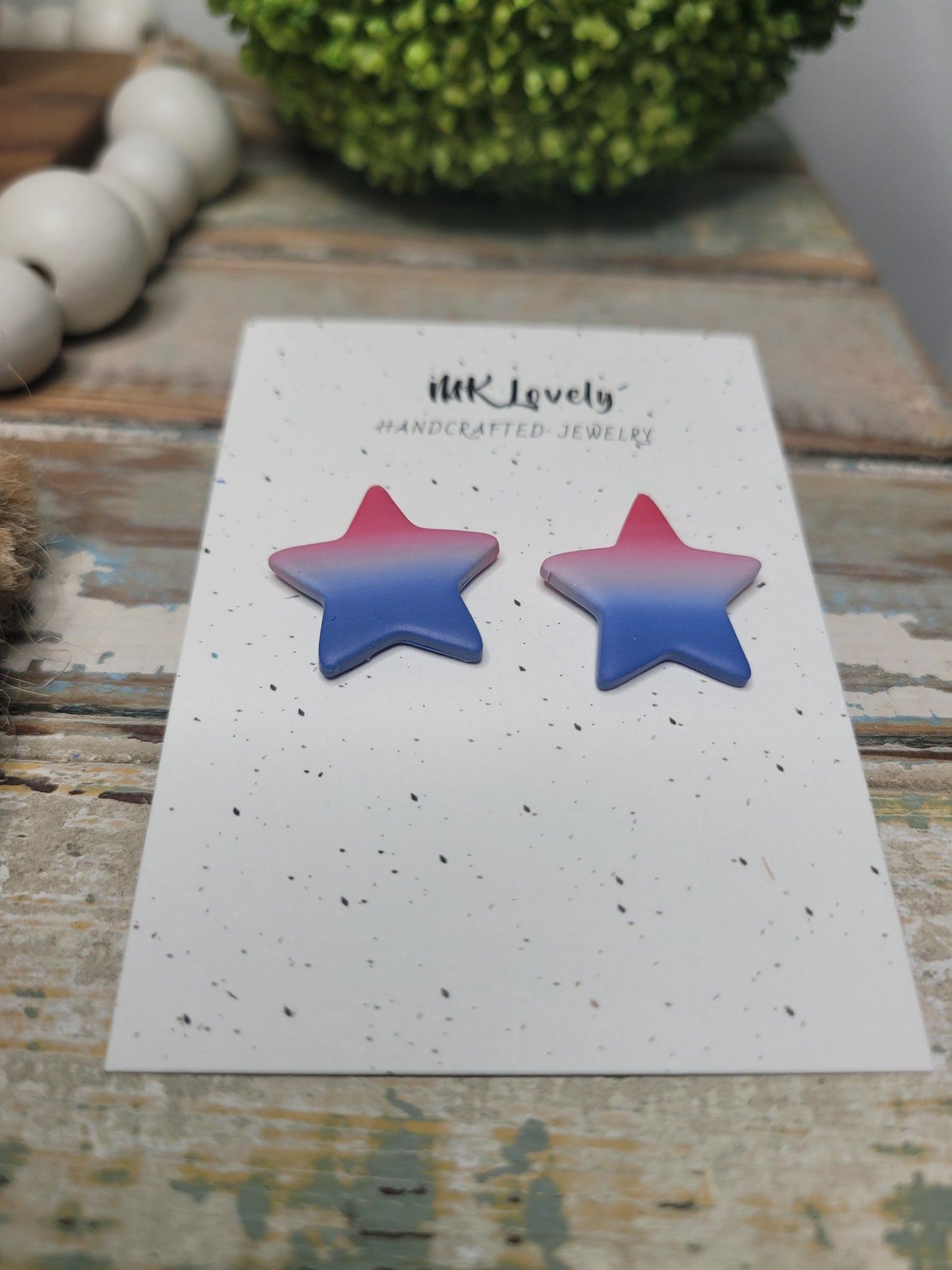 Red, White, & Blue Ombre Star Studs