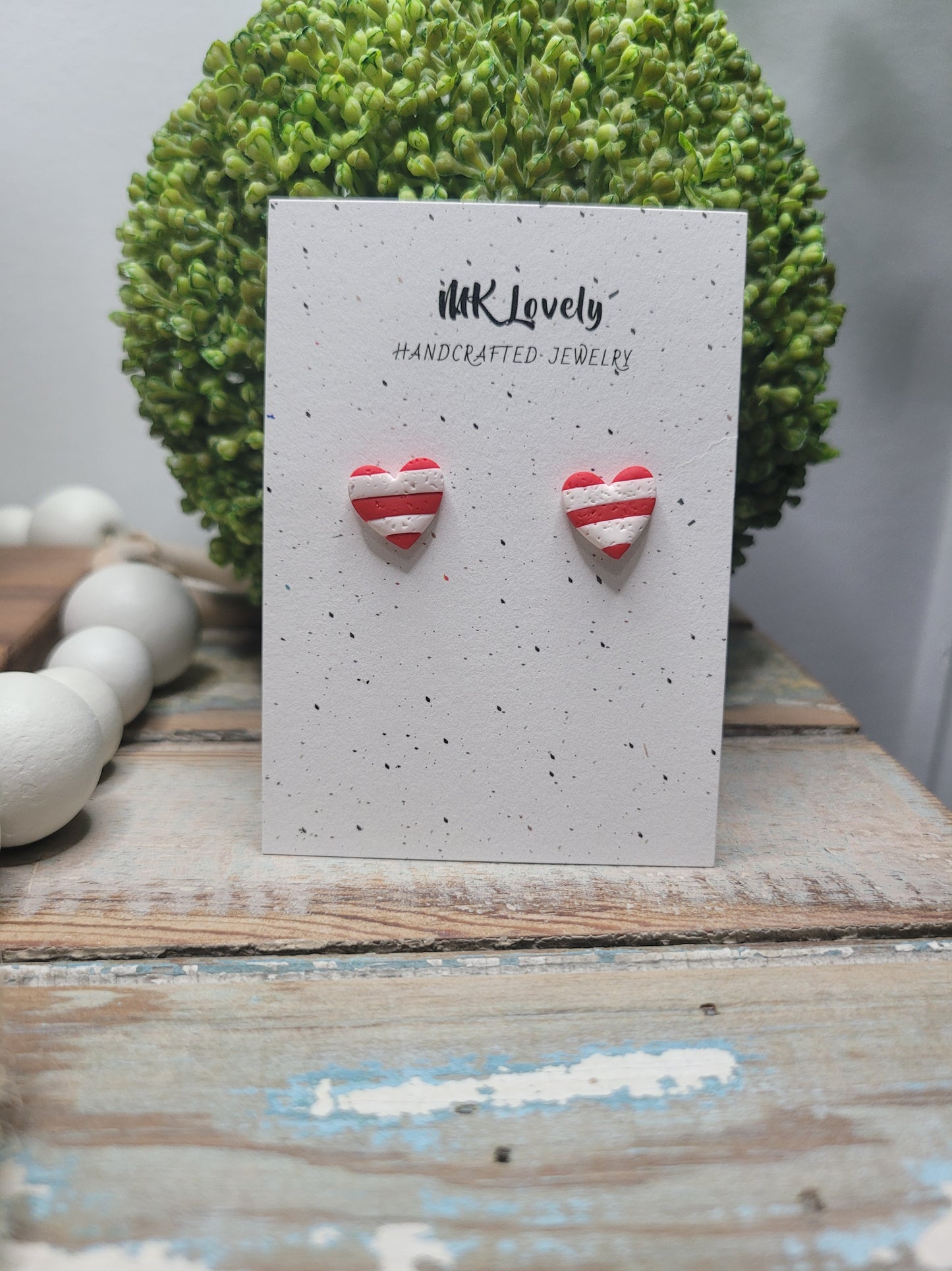 Striped Heart Studs