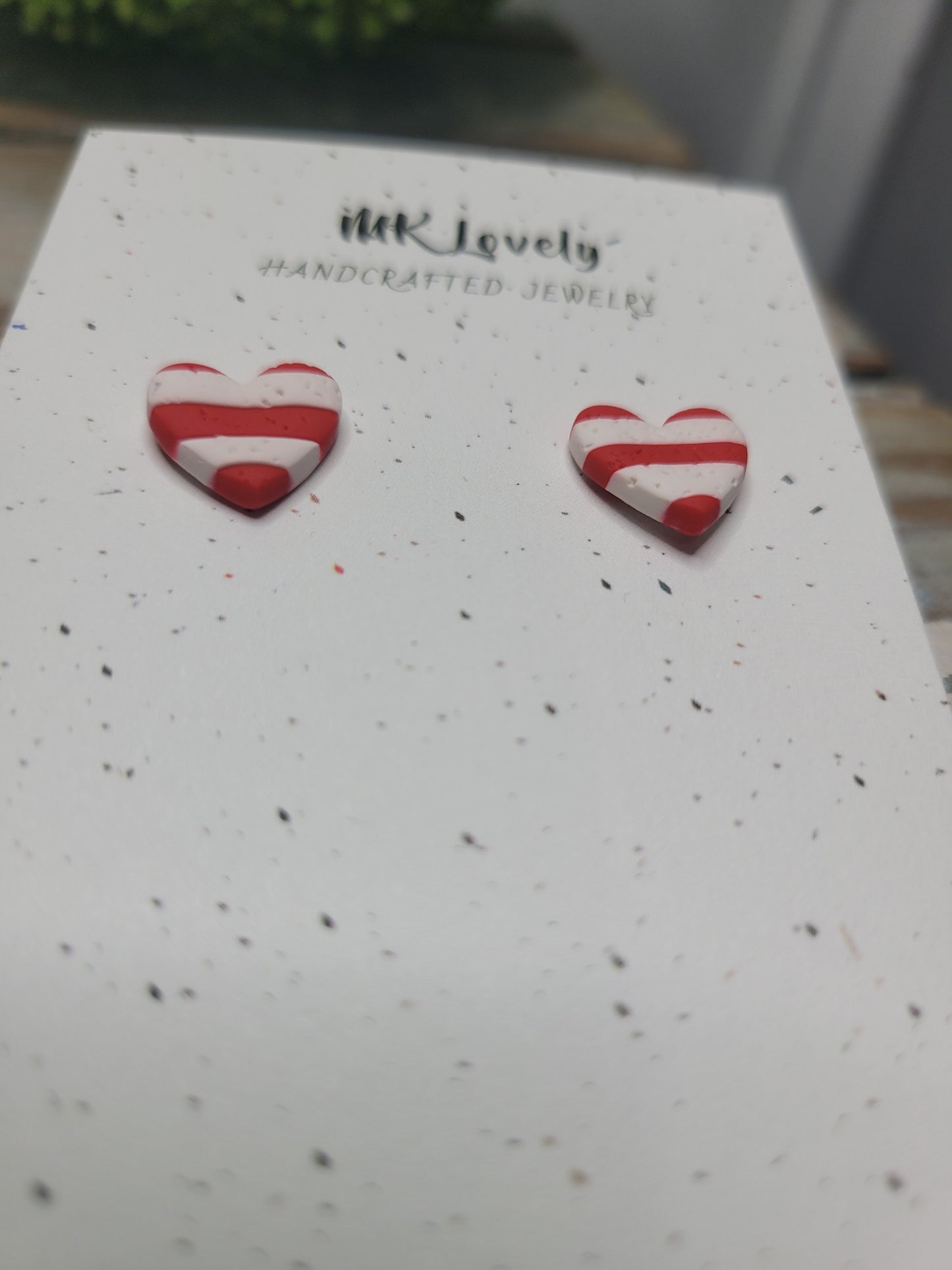 Striped Heart Studs