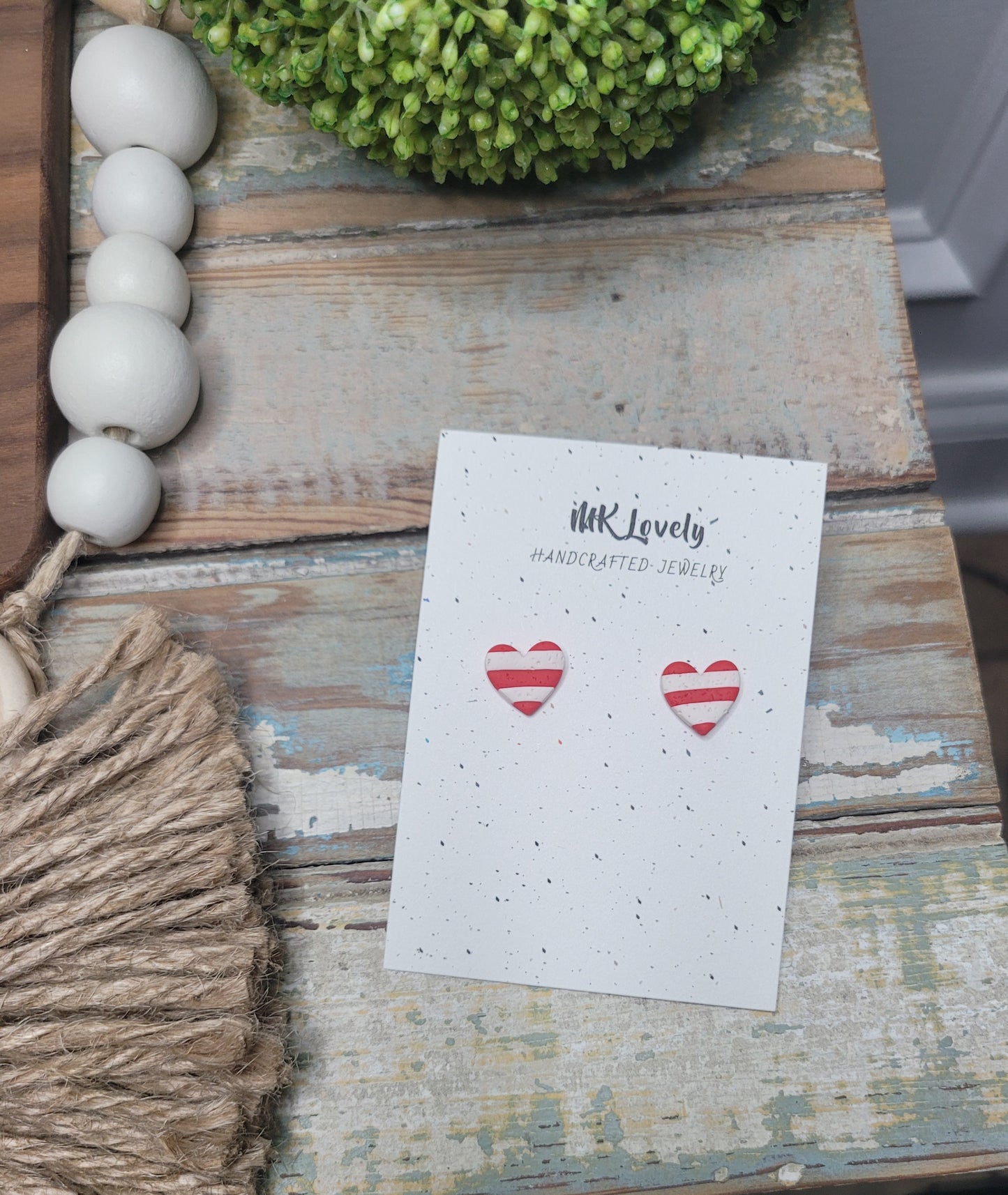 Striped Heart Studs