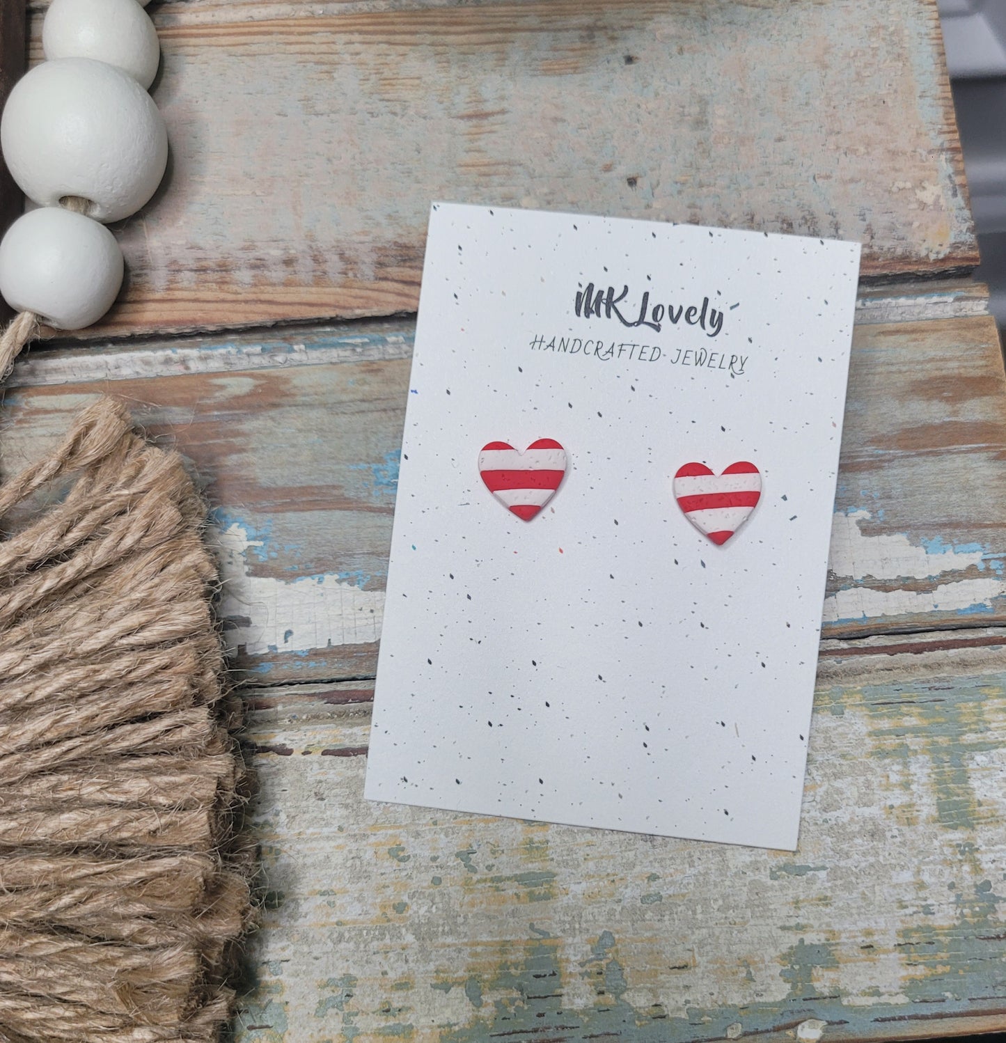 Striped Heart Studs