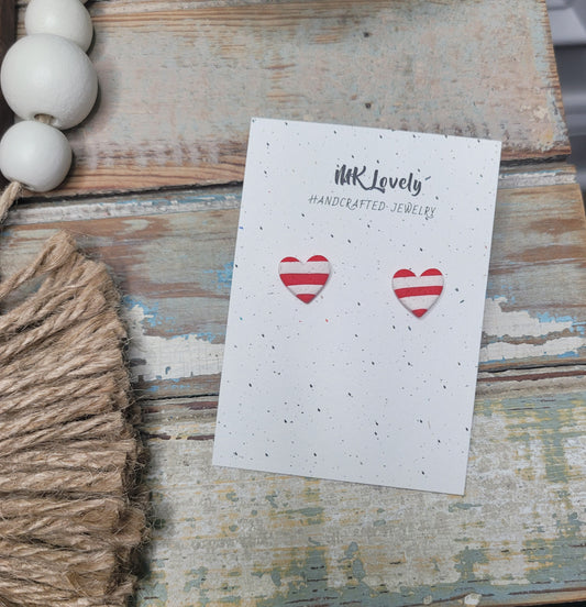 Striped Heart Studs