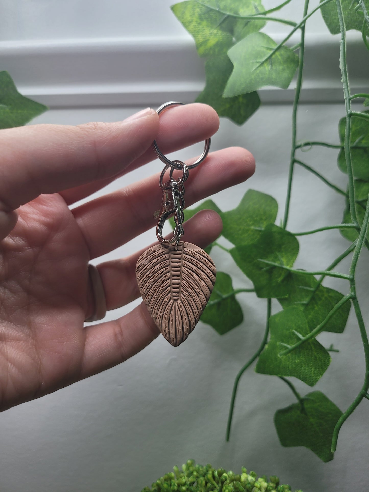 Polymer Clay Boho Feather Keychain