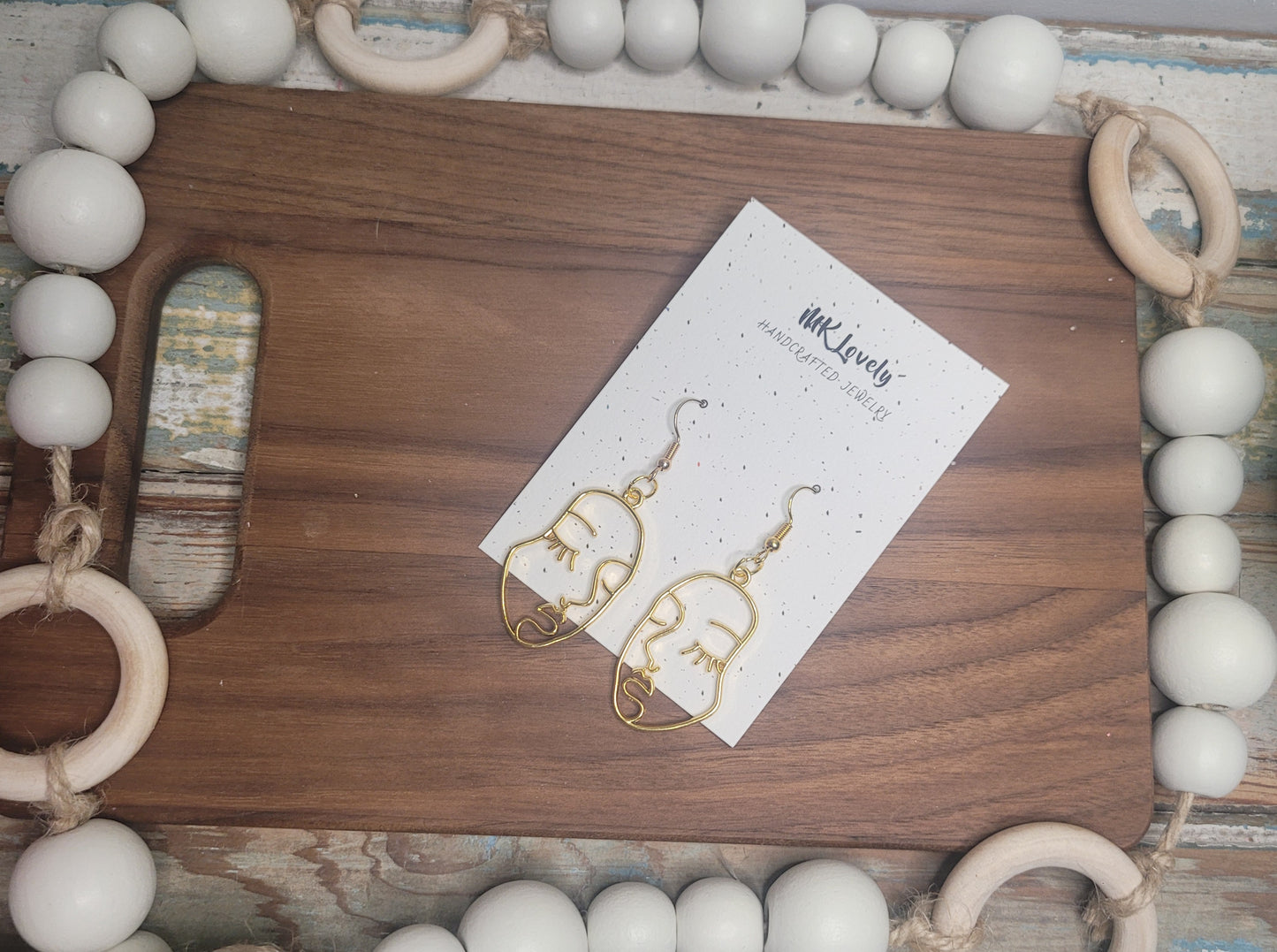 Gold Abstract Face Dangles