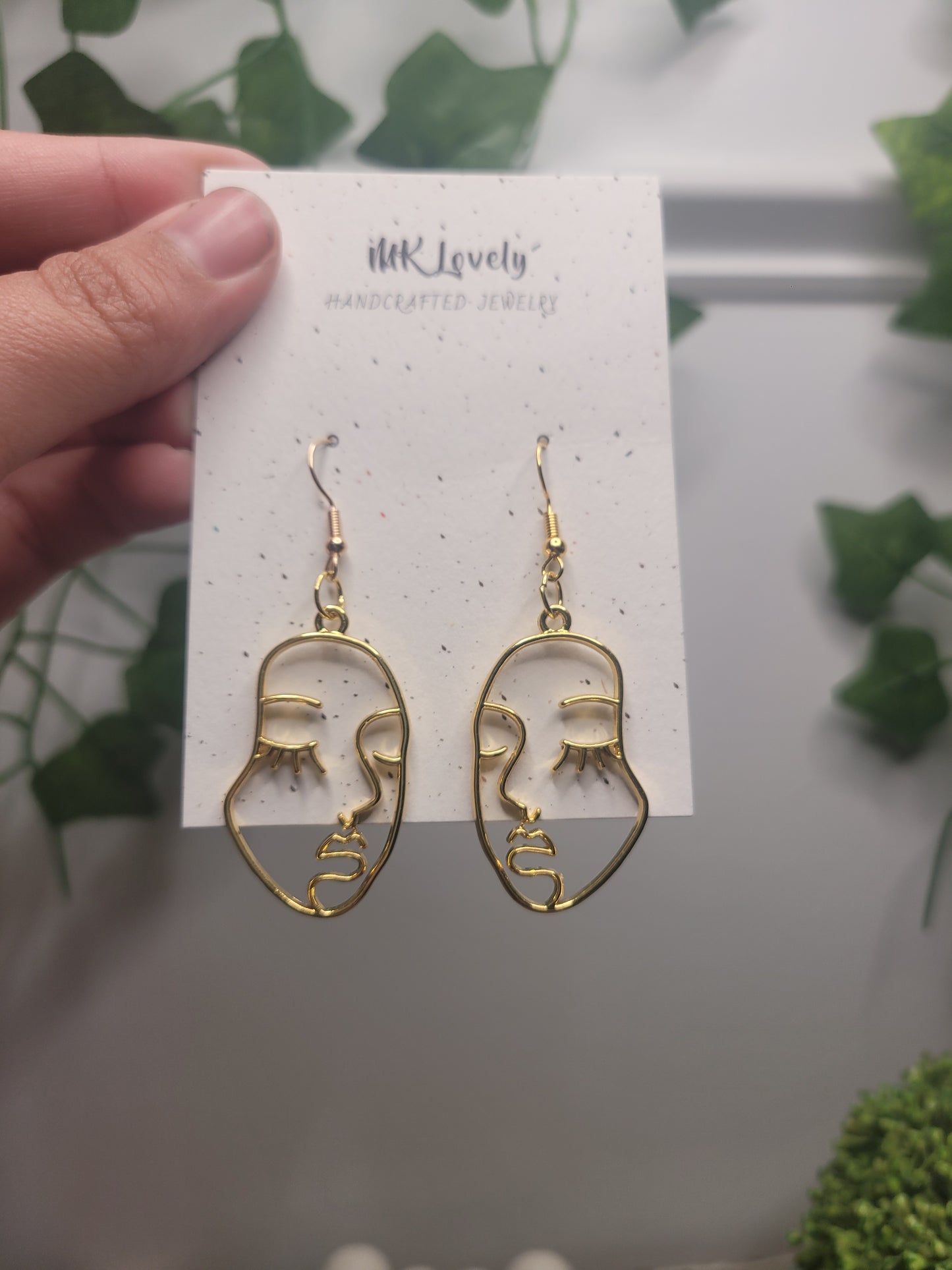 Gold Abstract Face Dangles