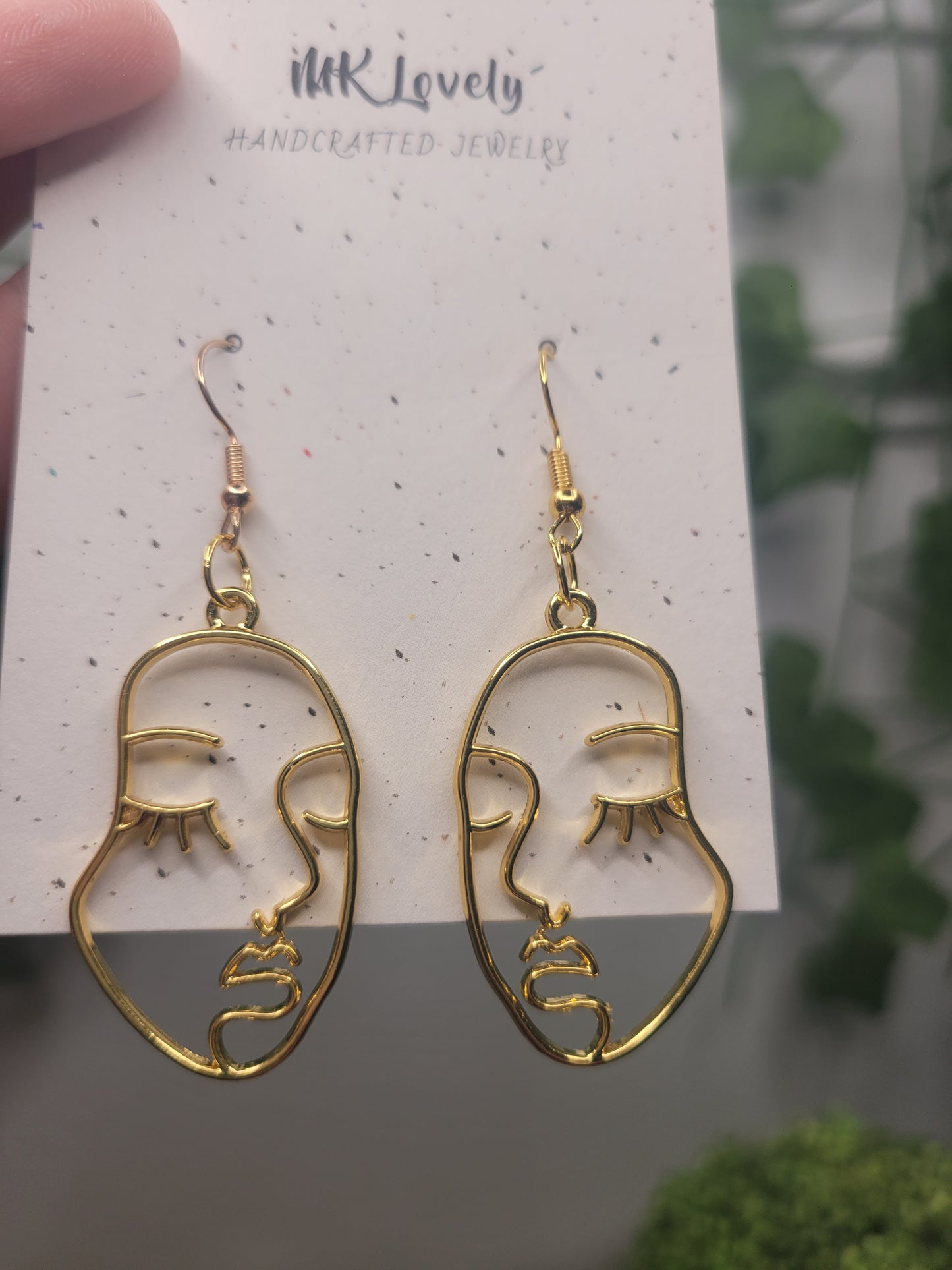 Gold Abstract Face Dangles