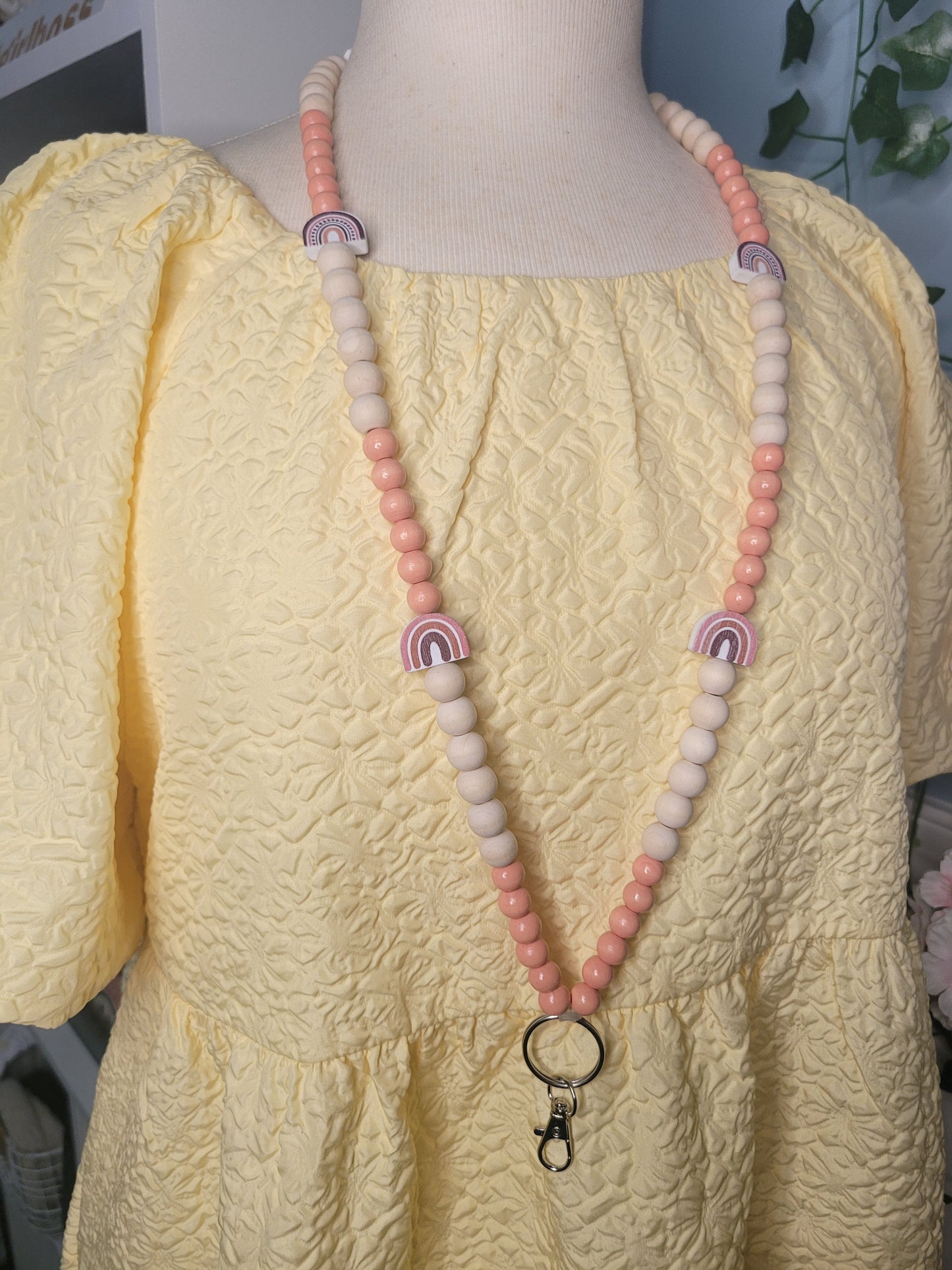 Boho Rainbow Peach Lanyard