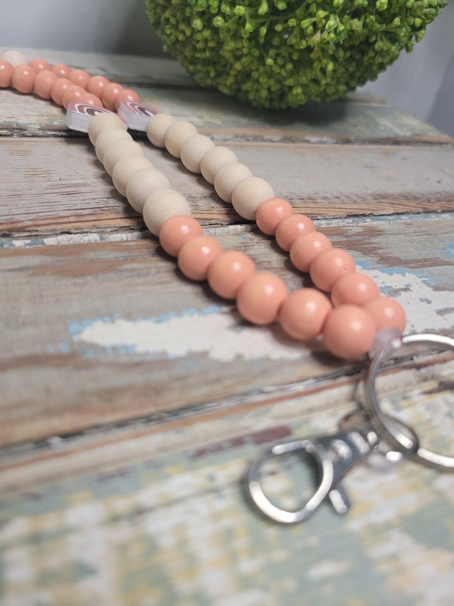 Boho Rainbow Peach Lanyard